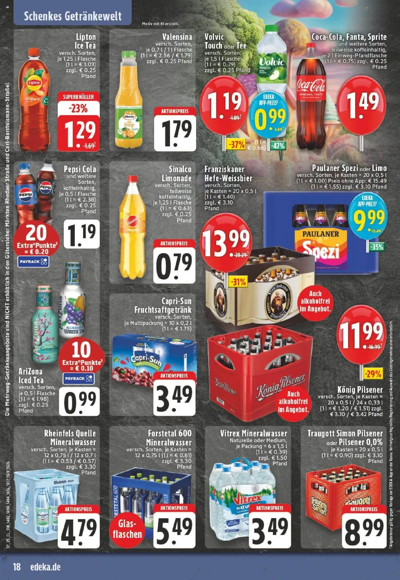 Edeka prospekt Gütersloh	 – gültig ab 07.09.2025 | Seite: 18 | Produkte: Konig pilsener, Cola, Pfirsich, Rheinfels quelle