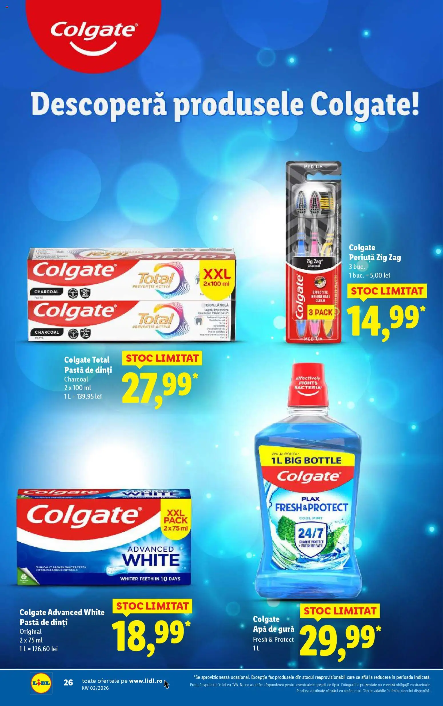 Noul catalog Lidl – valabil de la 05.01.2026 | Pagină: 26 | Produse: Pomelo, Pastă de dinți, Apă de gură, Apă