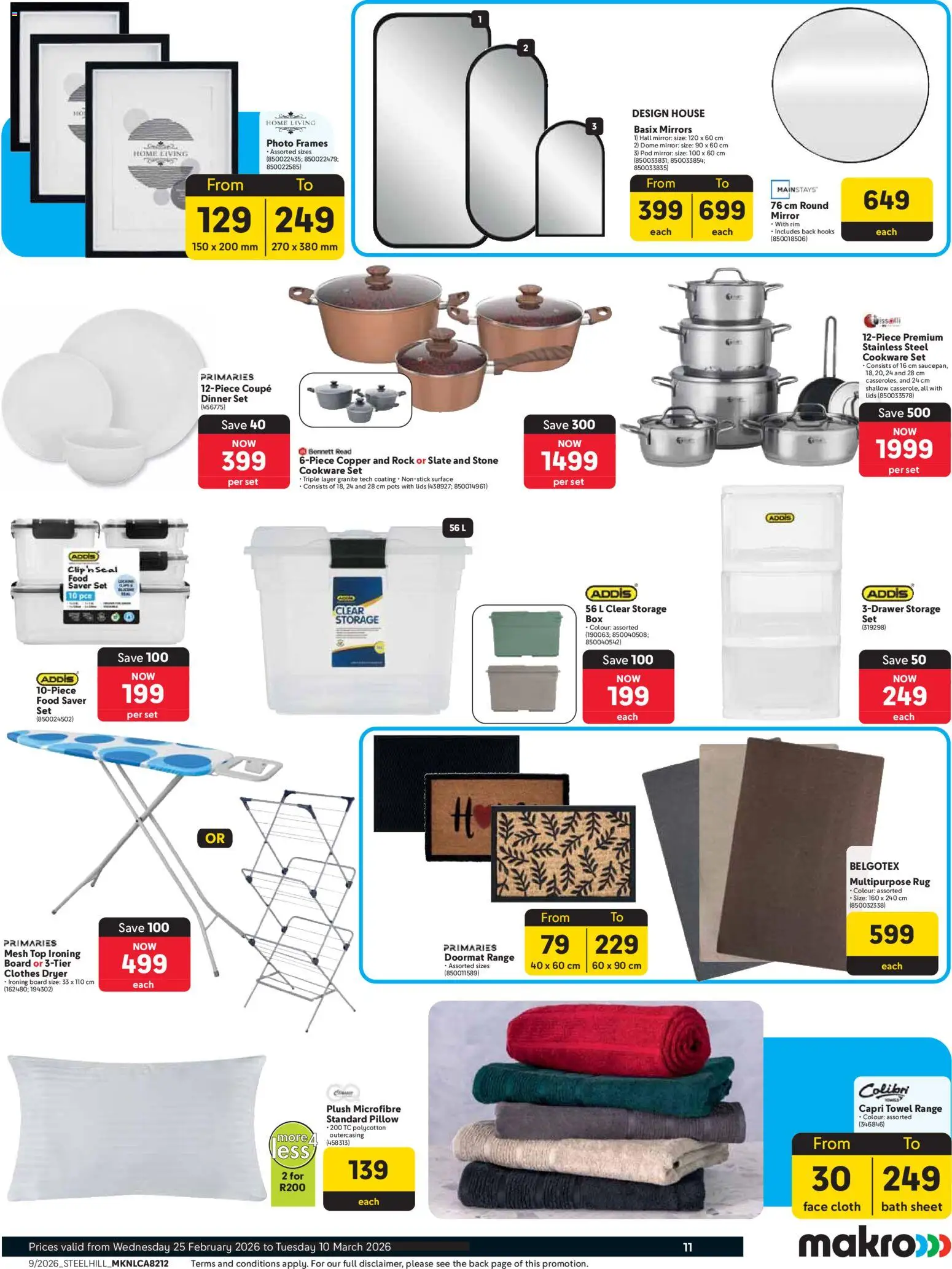 New Makro catalogue – valid from 25.02.2026 | Page: 11 | Products: Bath sheet, Rug, Pillow, Pots
