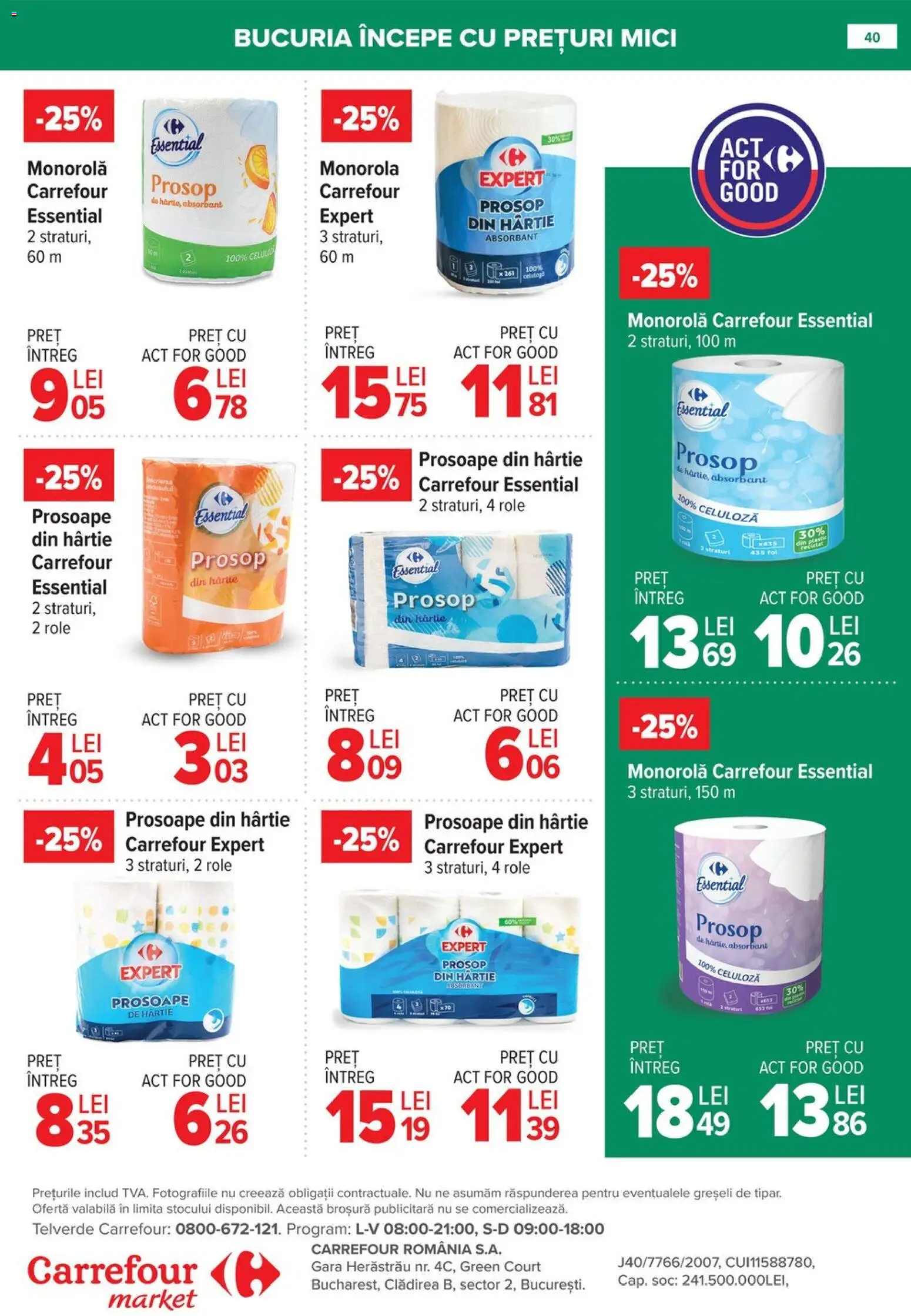 Noul catalog Carrefour – valabil de la 08.01.2026 | Pagină: 40 | Produse: Prosop monorolă, Role, Mici