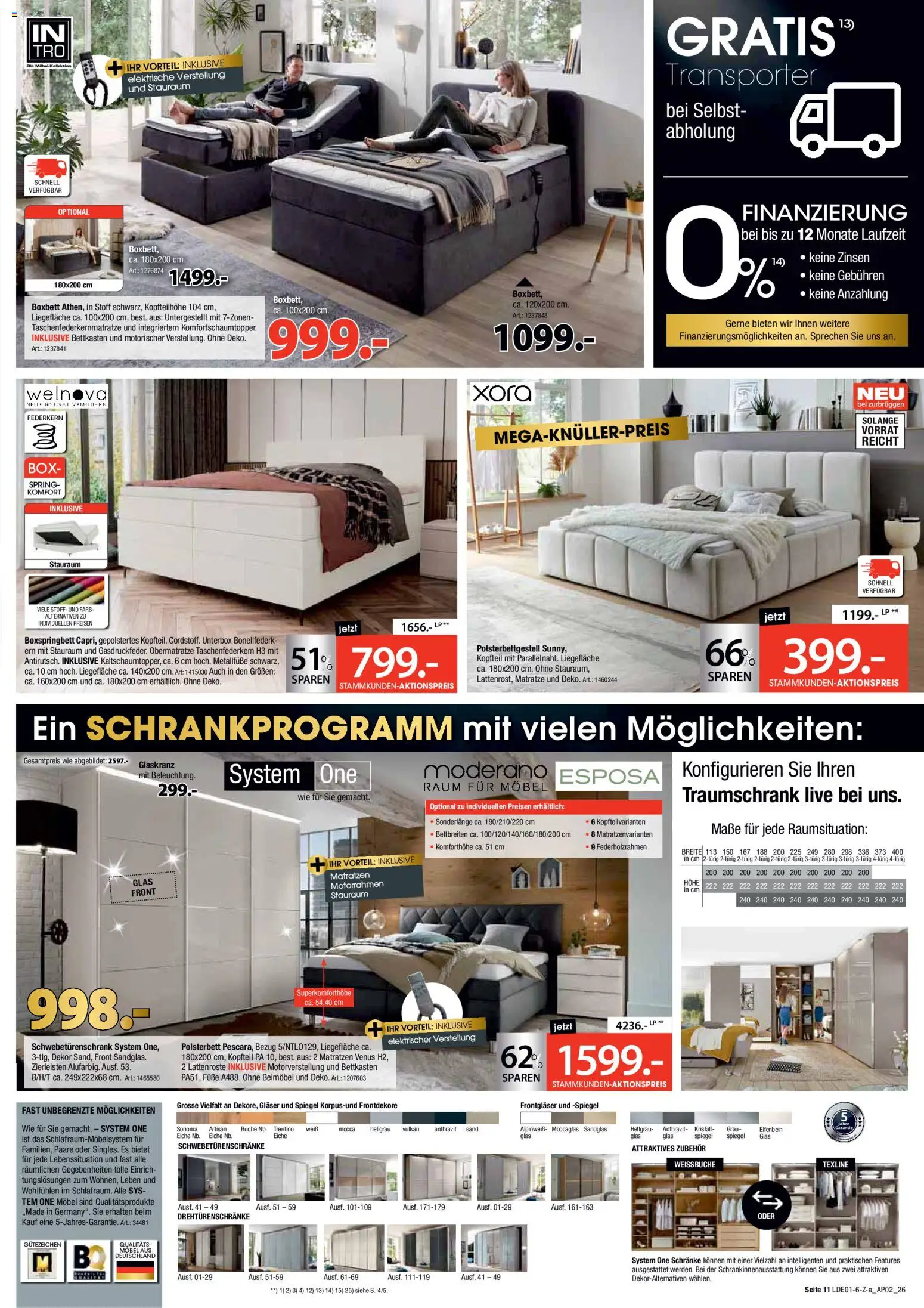 Zurbrüggen Große Marken-Sensation – gültig ab 17.01.2026 | Seite: 11 | Produkte: Matratze, Schwebetürenschrank, Polsterbett, Box