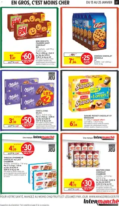 Intermarché - Prévisualisation de MINI BISCUITS FOURRÉS GOÛT CHOCOLAT, x 5 sachets - soit 175 g - 10,69 € le kg valide à partir de 13.01.2026 | Page: 27 | Produits: Cookies, Lait, Chocolat, Biscuits