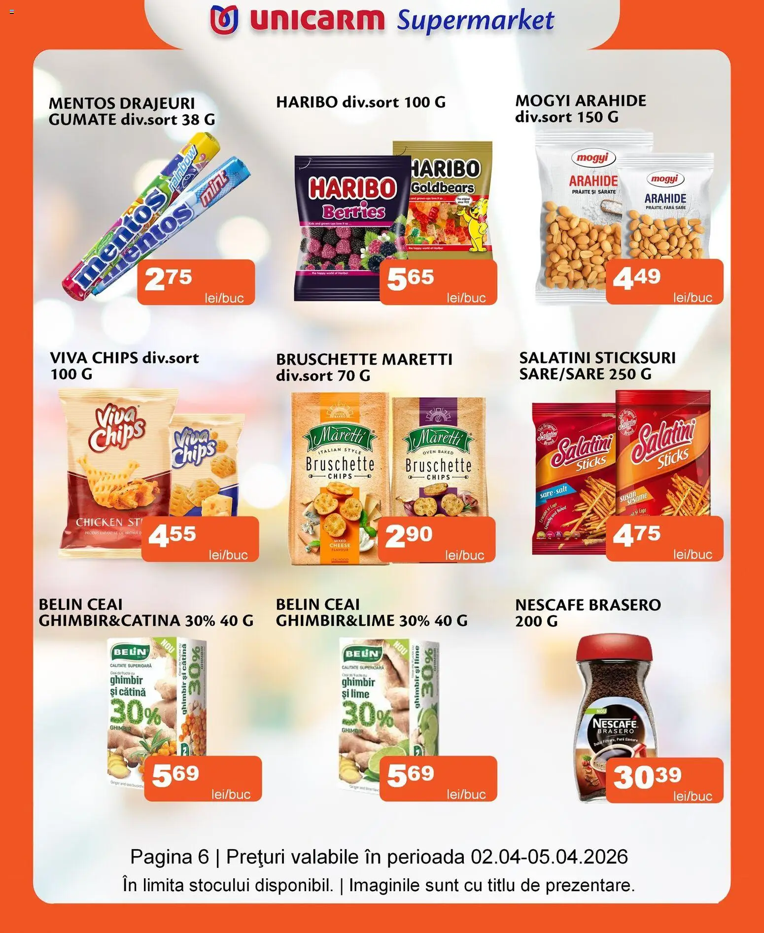 Noul catalog Unicarm – valabil de la 02.04.2026 | Pagină: 6 | Produse: Sticksuri, Arahide, Fructe, Sare