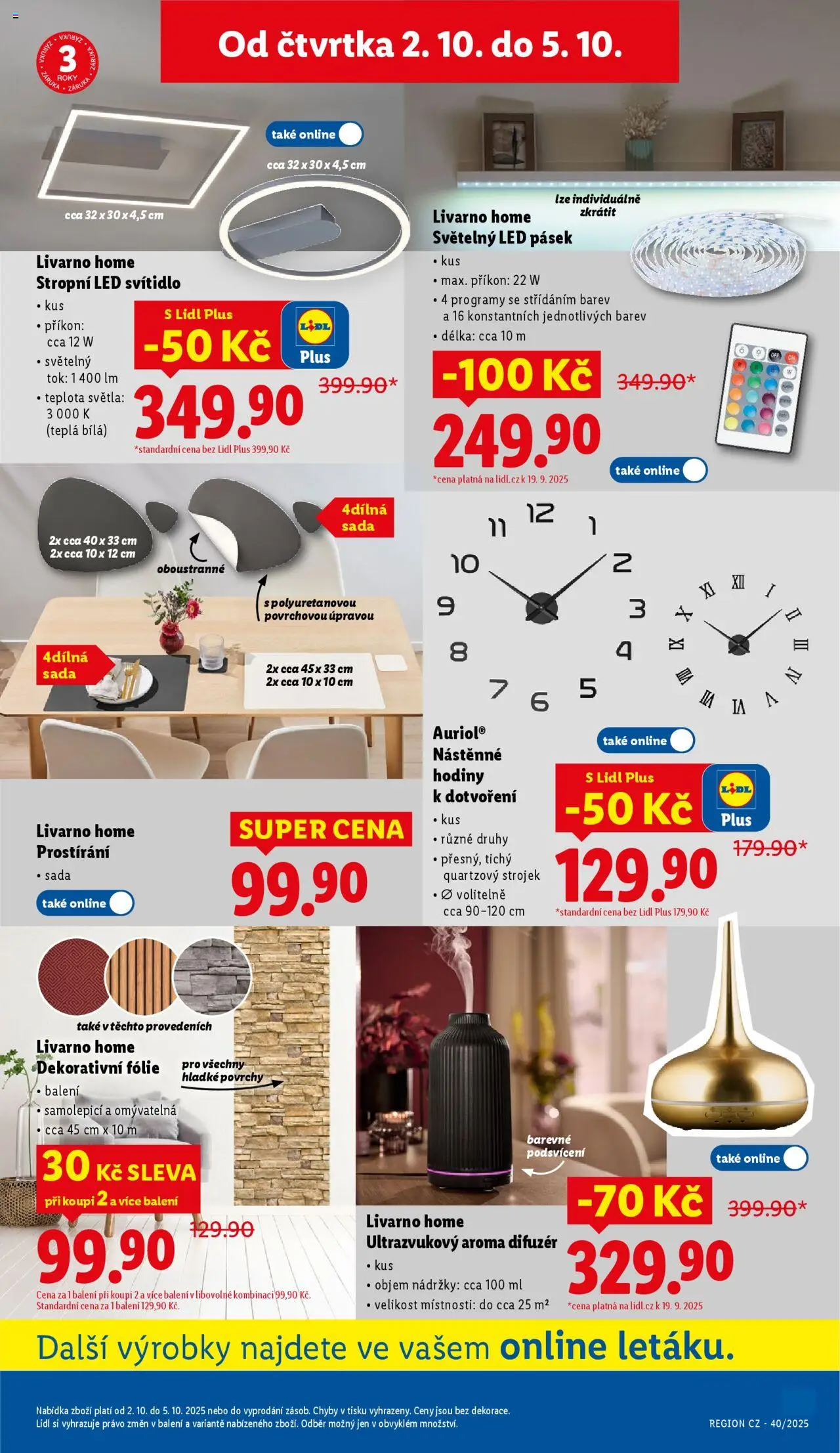 Lidl leták od 02.10.2025 | Strana: 35 | Produkty: Aroma difuzér, Difuzér, Hodiny, Prostírání