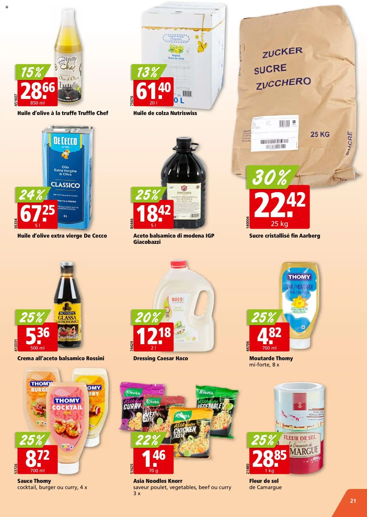 Aligro Aktionen Chavannes, Matran, Genève, Sion ab 25.08.2025 | Seite: 21 | Produkte: Balsamico, Dressing, Burger, Zucker