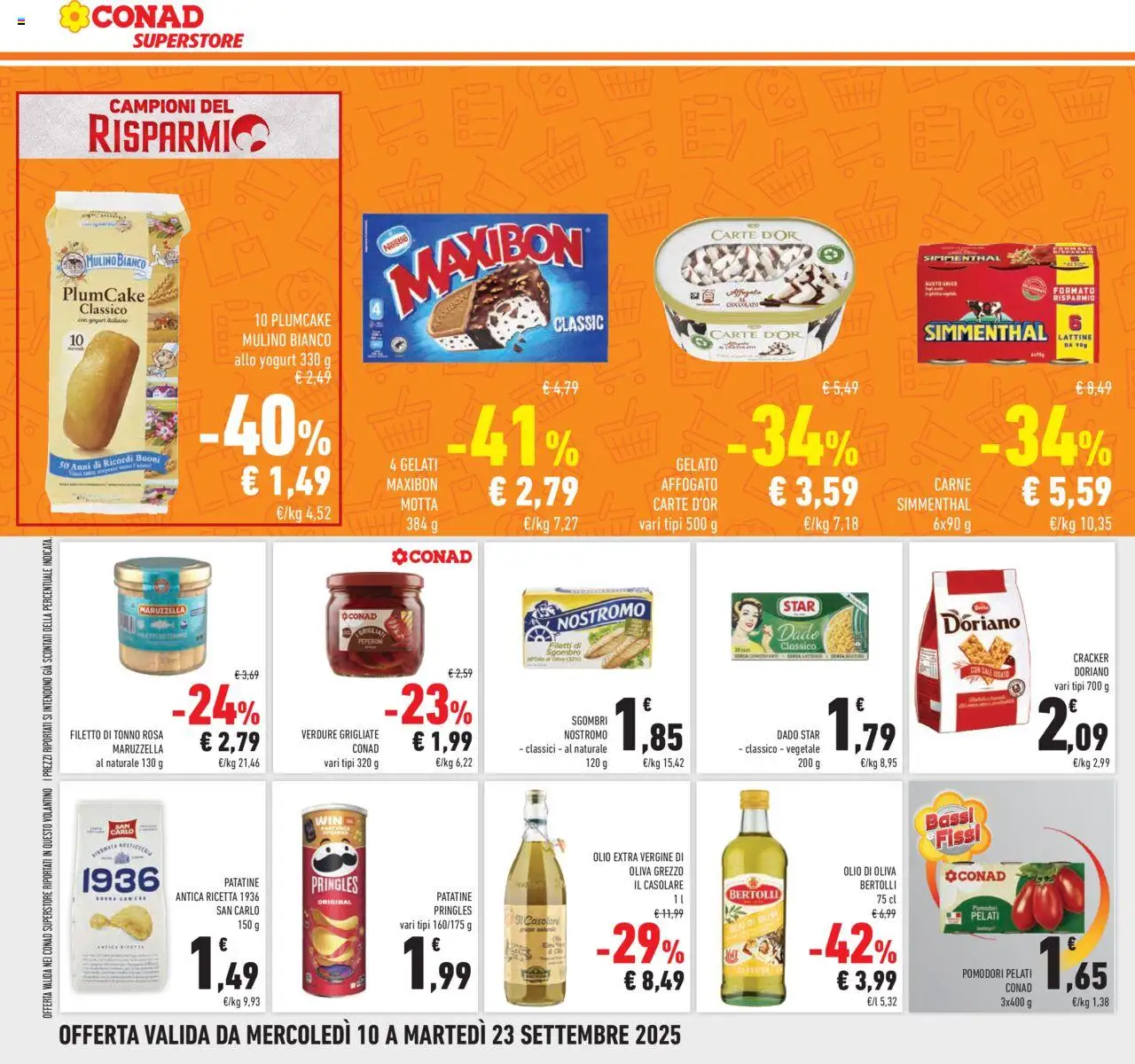 Volantino Conad del 10.09.2025 | Pagina: 28 | Prodotti: Cioccolato, Peperoni, Pomodori, Olio extra vergine