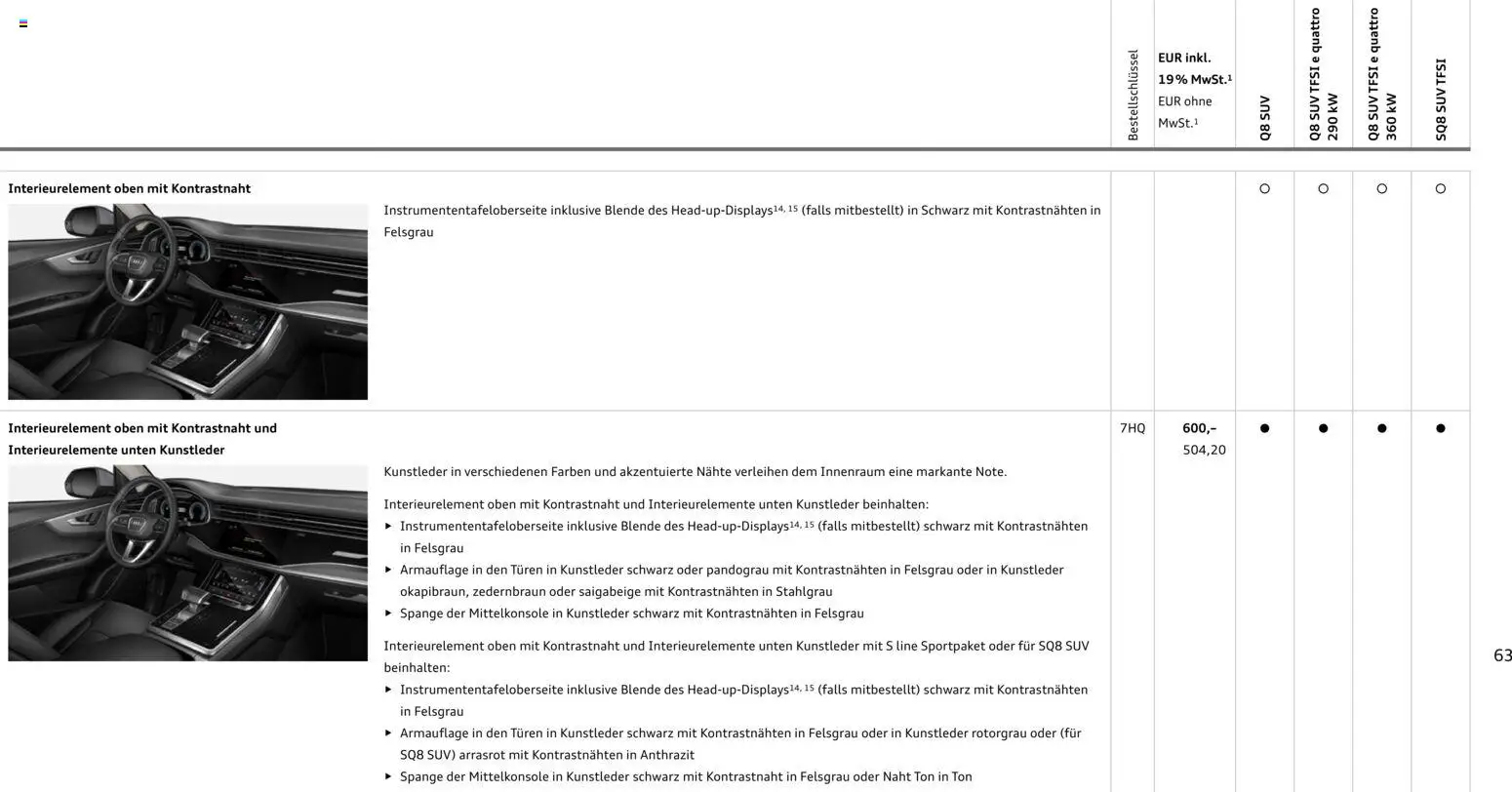 Audi Q8 – gültig ab 28.10.2025 | Seite: 63