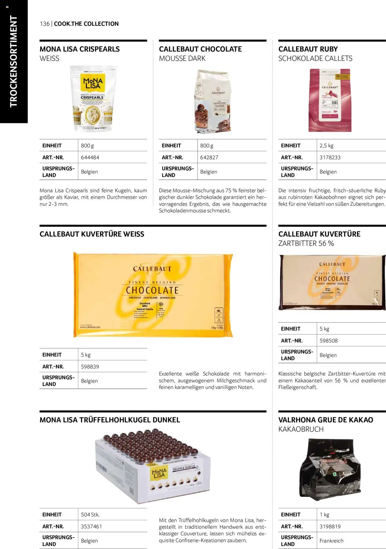 Transgourmet Cook Look-Book gültig ab 01.09.2023 | Seite: 136 | Produkte: Schokolade