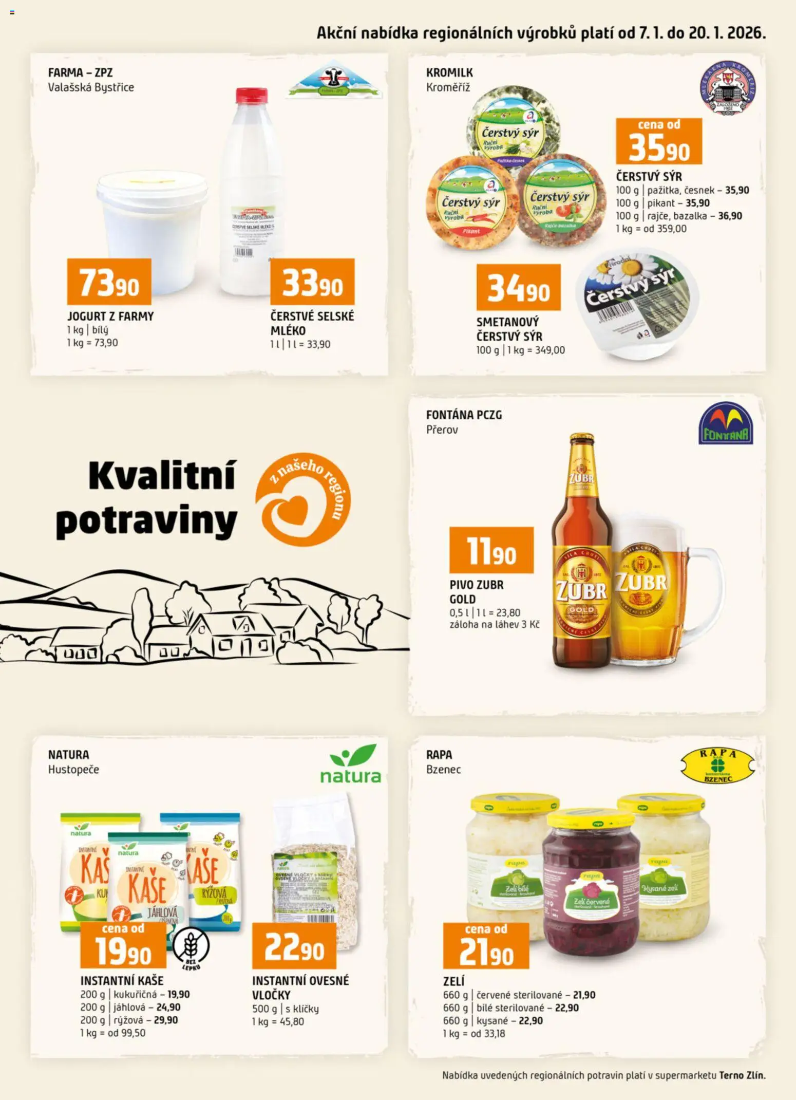 Terno leták - Zlín od 07.01.2026 | Strana: 16 | Produkty: Zubr, Pivo, Bazalka, Čerstvý sýr