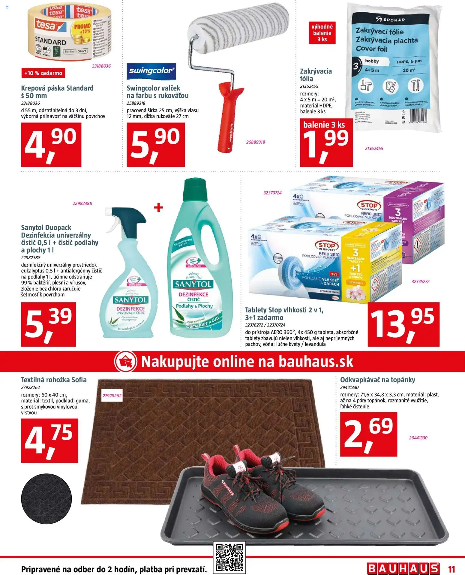 Nové Bauhaus akcie – leták je platný od 12.01.2026 | Strana: 11 | Produkty: Plachta, Rohožka, Pohlcovač vlhkosti, Topánky