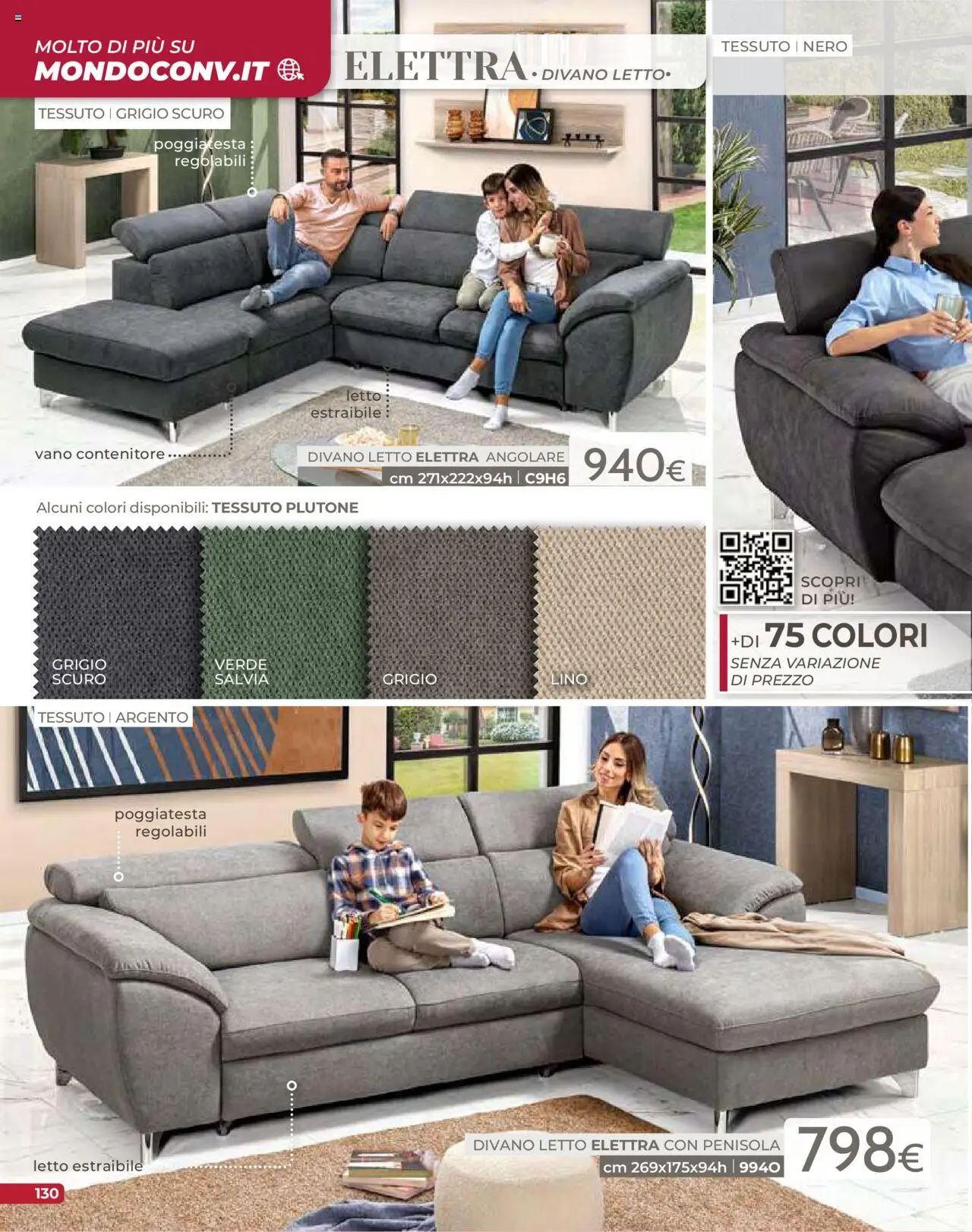 Volantino Mondo Convenienza del 09.09.2025 | Pagina: 132 | Prodotti: Divano letto, Contenitore, Letto, Divano