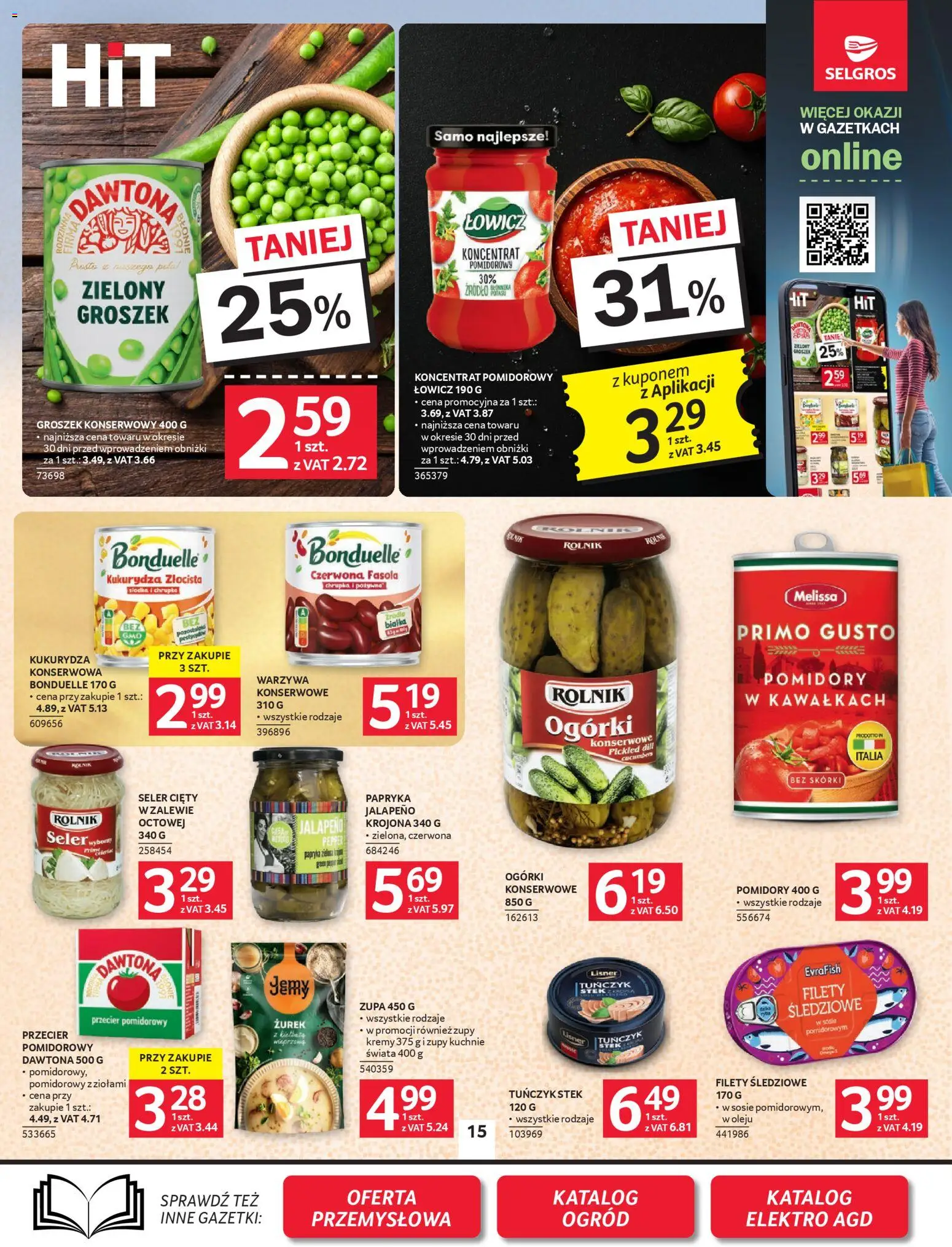 Selgros cash&carry gazetka od 05.03.2026 | Strona: 15 | Produkty: Groszek, Zurek, Zupa, Pomidory