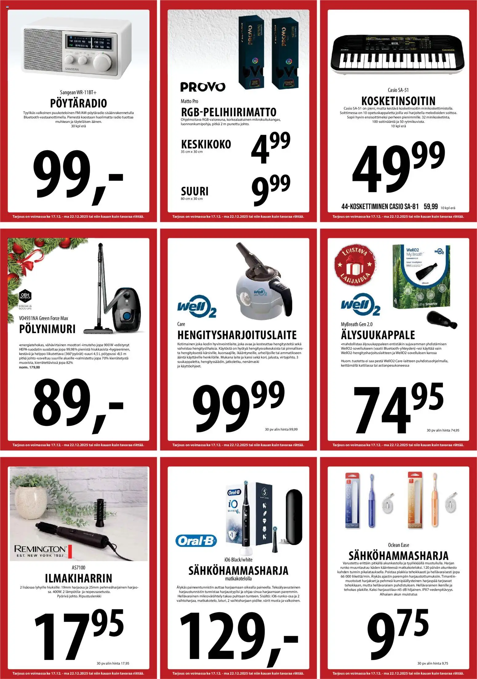 Tuuri tarjoukset – voimassa 17.12.2025 alkaen | Sivu: 20 | Tuotteet: Ilmakiharrin, Sähköhammasharja, Kansi, Matto