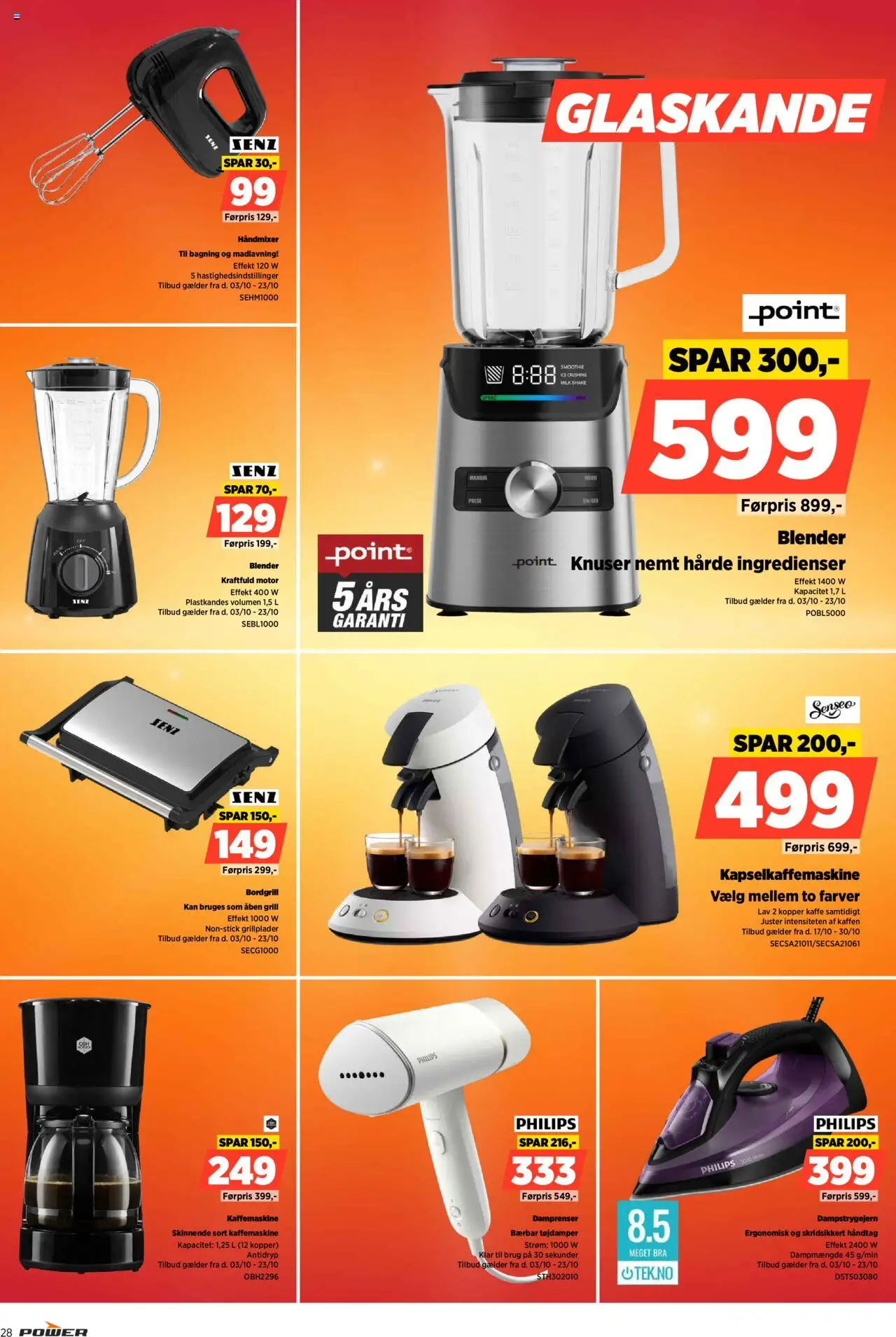 Power tilbudsavis – gyldig fra 17.10.2025 | Side: 28 | Produkter: Smoothie, Søm, Grill, Kaffemaskine