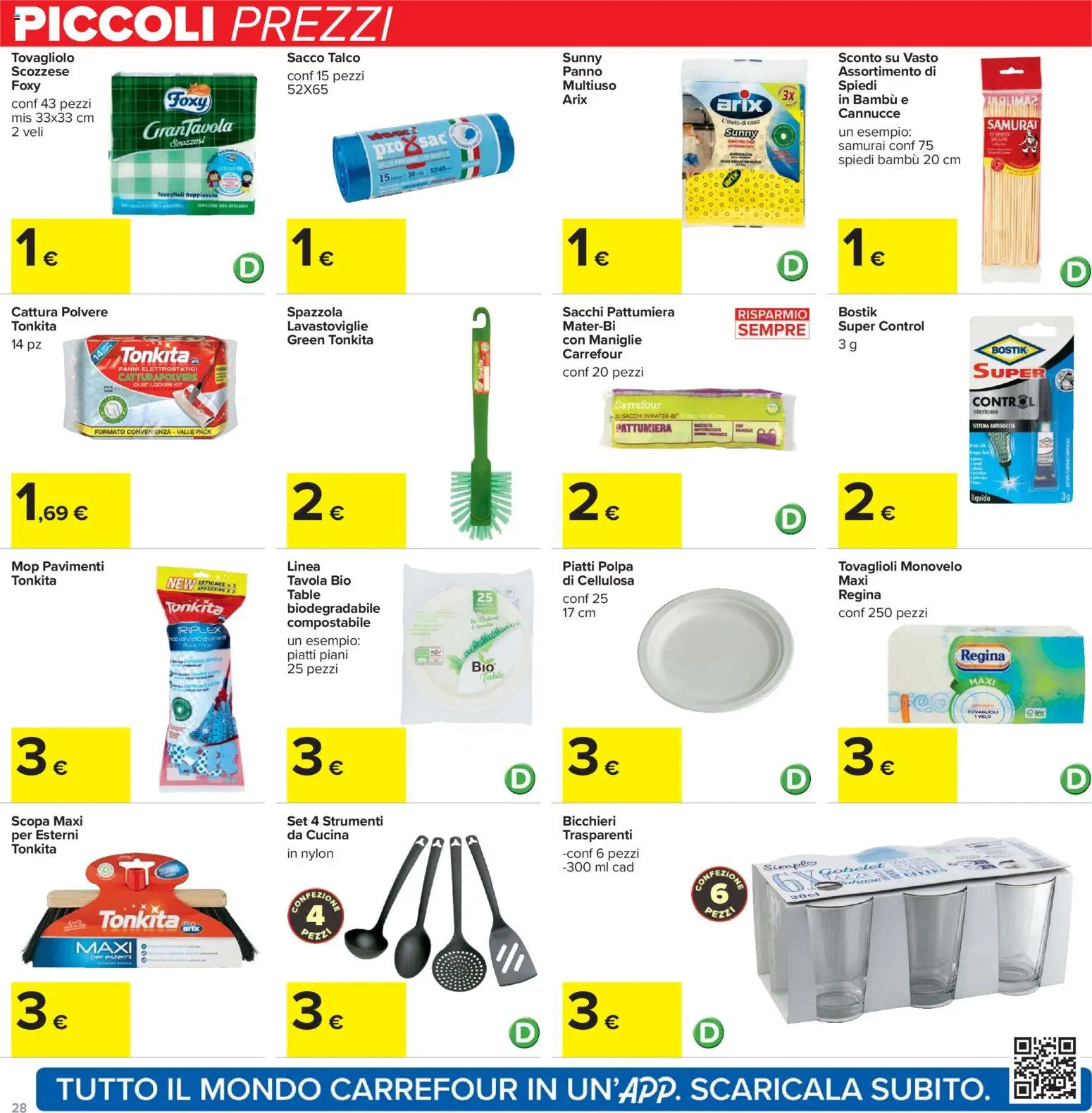 Volantino Carrefour del 15.01.2026 | Pagina: 28 | Prodotti: Spazzola, Lavastoviglie, Scopa, Pattumiera