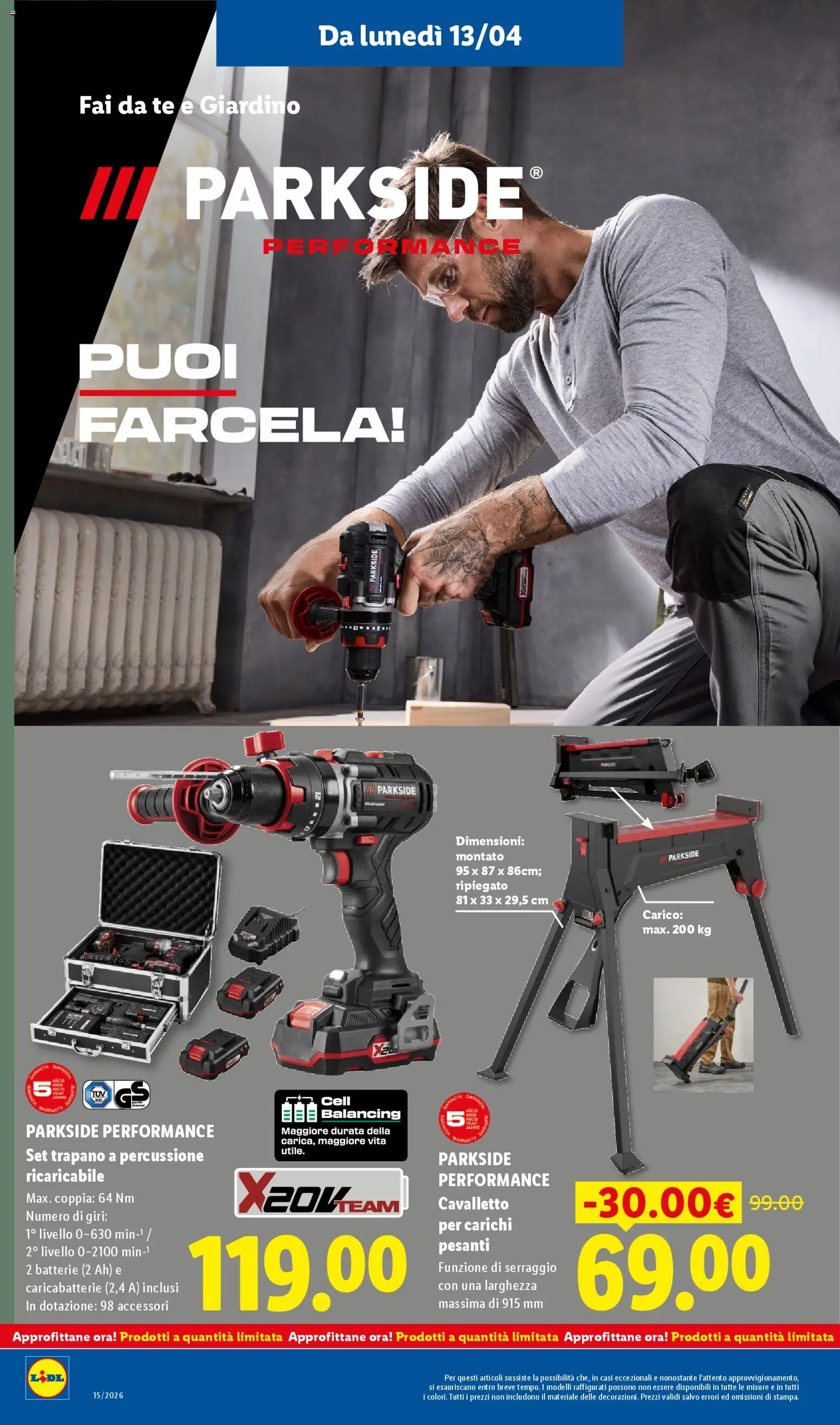 Volantino Lidl del 09.04.2026 | Pagina: 38 | Prodotti: Tè, Trapano, Batterie, Caricabatterie