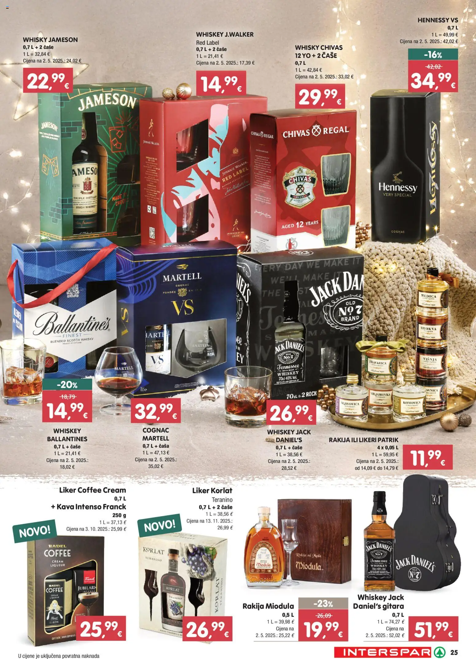 Interspar katalog | vrijedi od 27.11.2025 | Stranica: 25 | Proizvodi: Kava, Whisky, Liker, Teranino