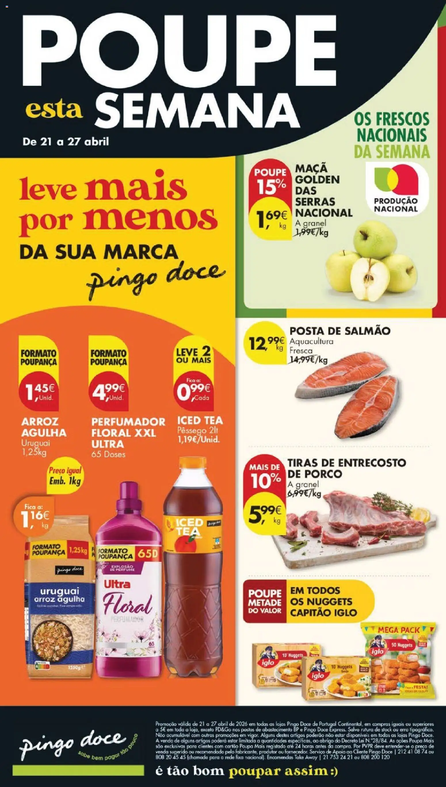 Pingo Doce folheto │ válido de 21.04.2026 | Página: 1 | Produtos: Capitão iglo, Salmão, Arroz, Nuggets