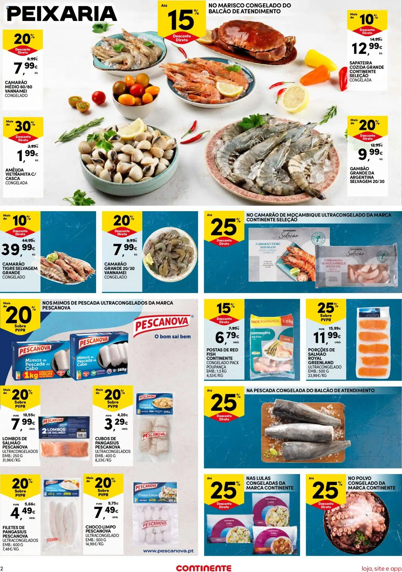 Continente Semanal Continente Bom Dia │ válido de 12.08.2025 | Página: 2 | Produtos: Cabo, Pescada, Camarão, Pescada do cabo
