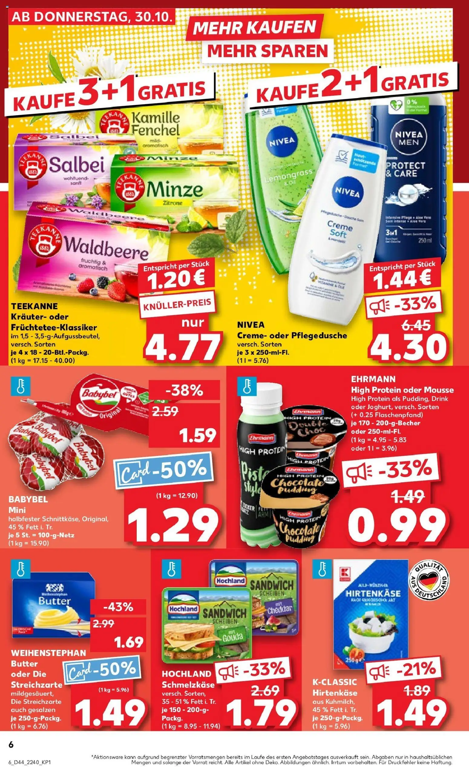 Kaufland prospekt Bühl	 – gültig ab 30.10.2025 | Seite: 6 | Produkte: Butter, Gouda, Pudding, Creme