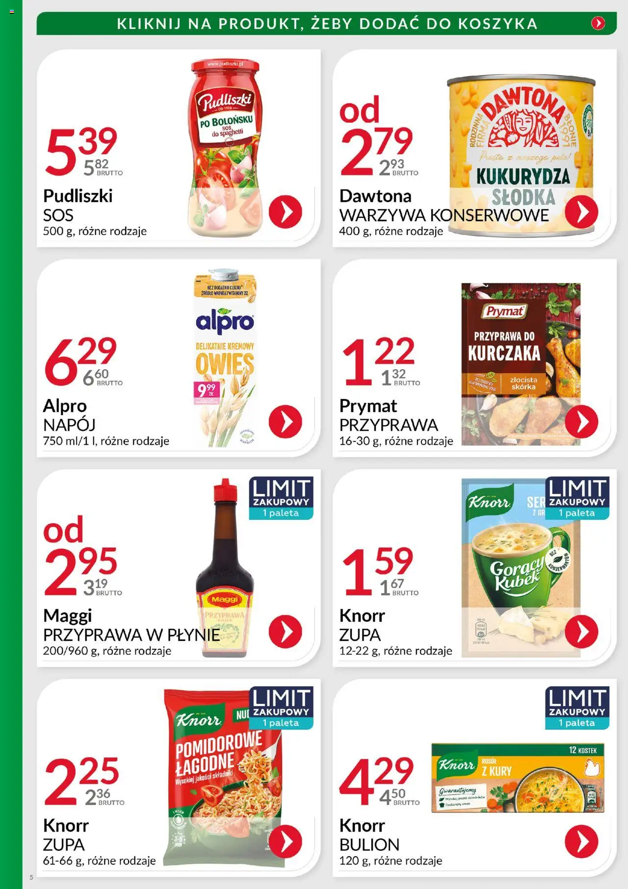 Eurocash Gazetka - Ofensywa Cenowa Spożywcza od 07.09.2025 | Strona: 5 | Produkty: Alpro, Zupa, Ser, Warzywa