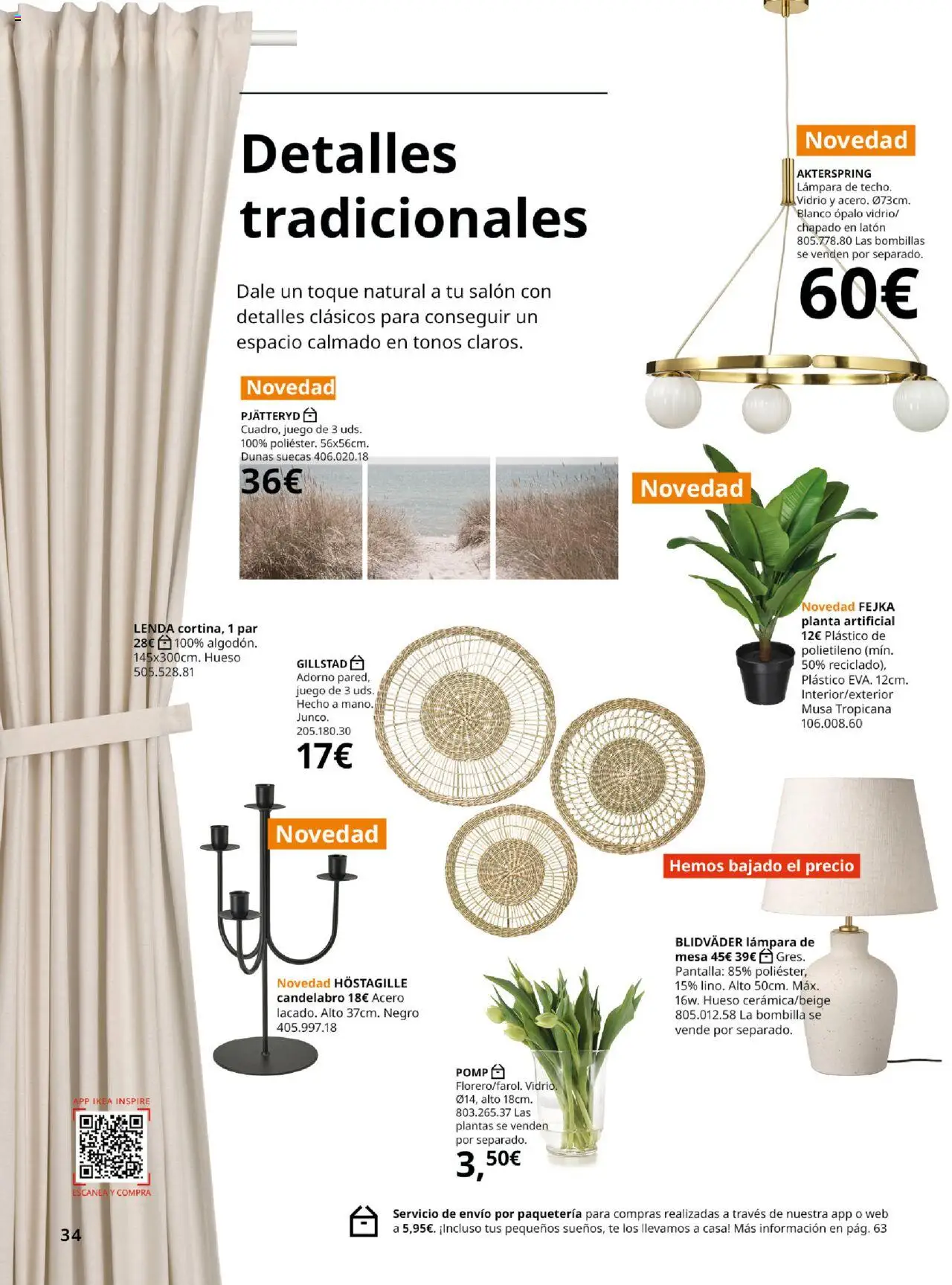 Catálogo IKEA Salones │ válido desde el 01.09.2025 | Página: 34 | Productos: Candelabro, Planta artificial, Bombilla, Lámpara