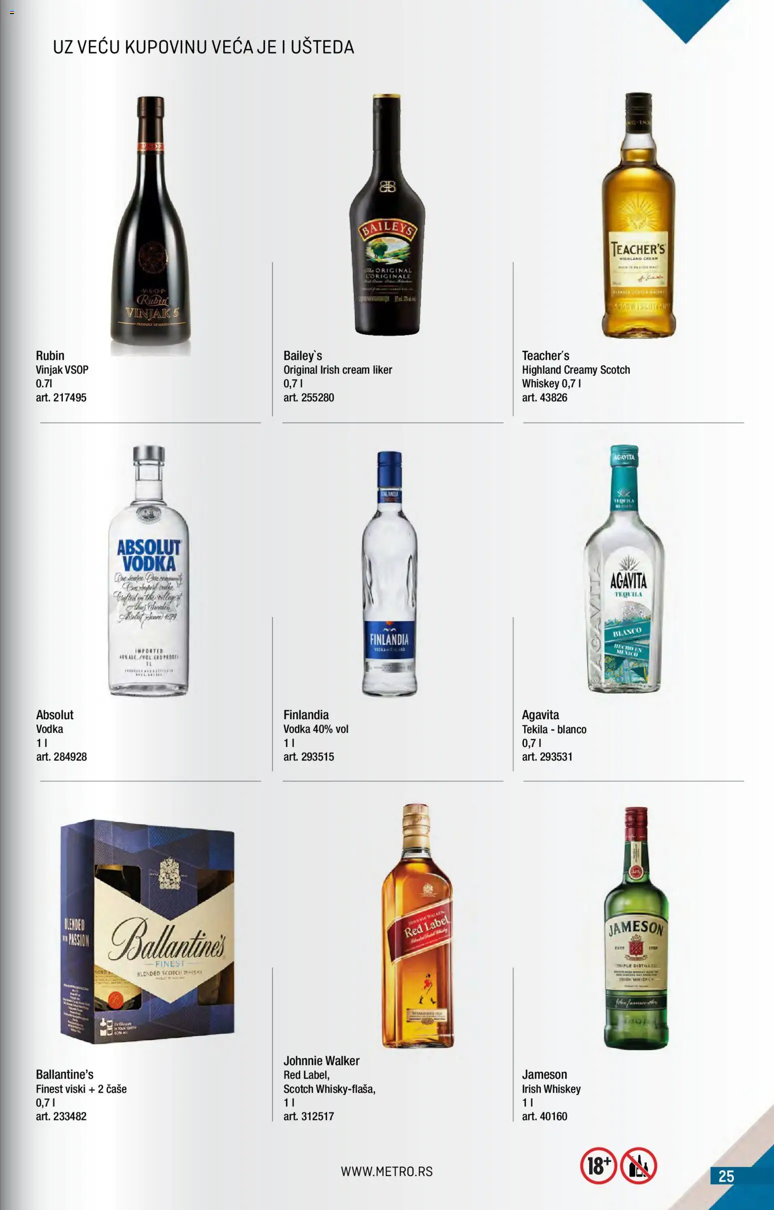 Metro katalog - važi od 01.05.2026 | Strana: 25 | Proizvode: Jameson, Viski, Baileys, Vodka