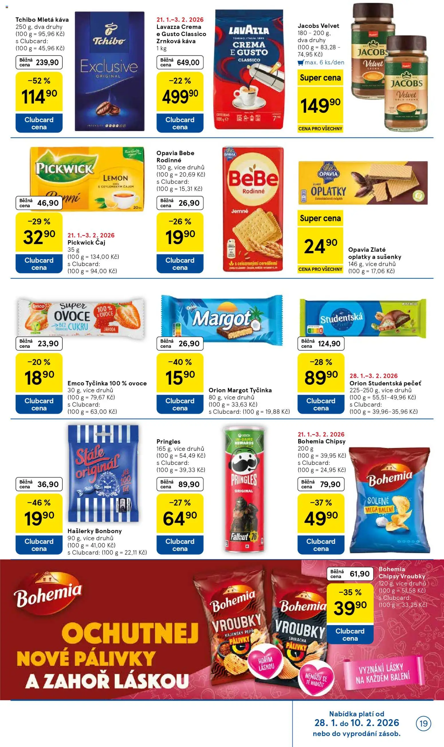 Tesco leták - Hypermarket od 28.01.2026 | Strana: 19 | Produkty: Tchibo, Studentská pečeť, Crema, Chipsy