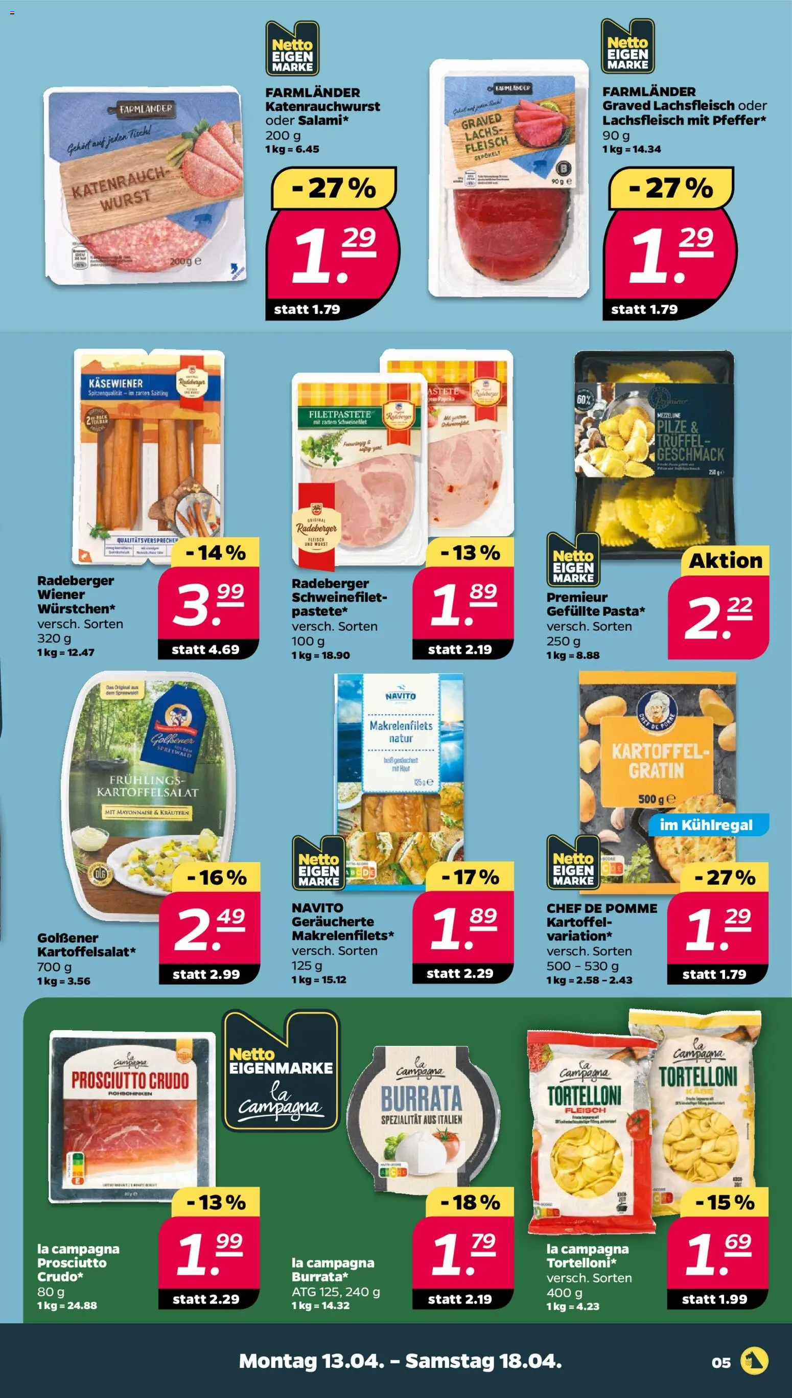 Netto Prospekt 	 – gültig ab 13.04.2026 | Seite: 5 | Produkte: Tisch, Lachs, Burrata, Paprika