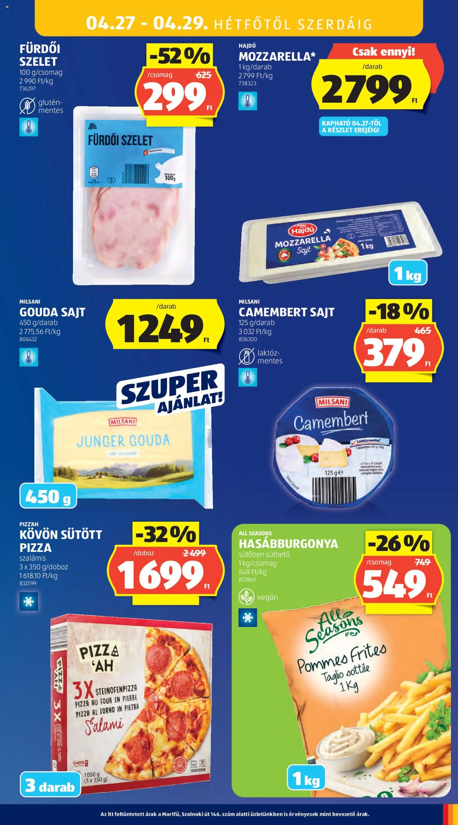 Aldi akciós ujság - amely érvényes a következő dátumtól: 23.04.2026 | Oldal: 35 | Termékek: Mozzarella, Pizza, Vegán, Camembert