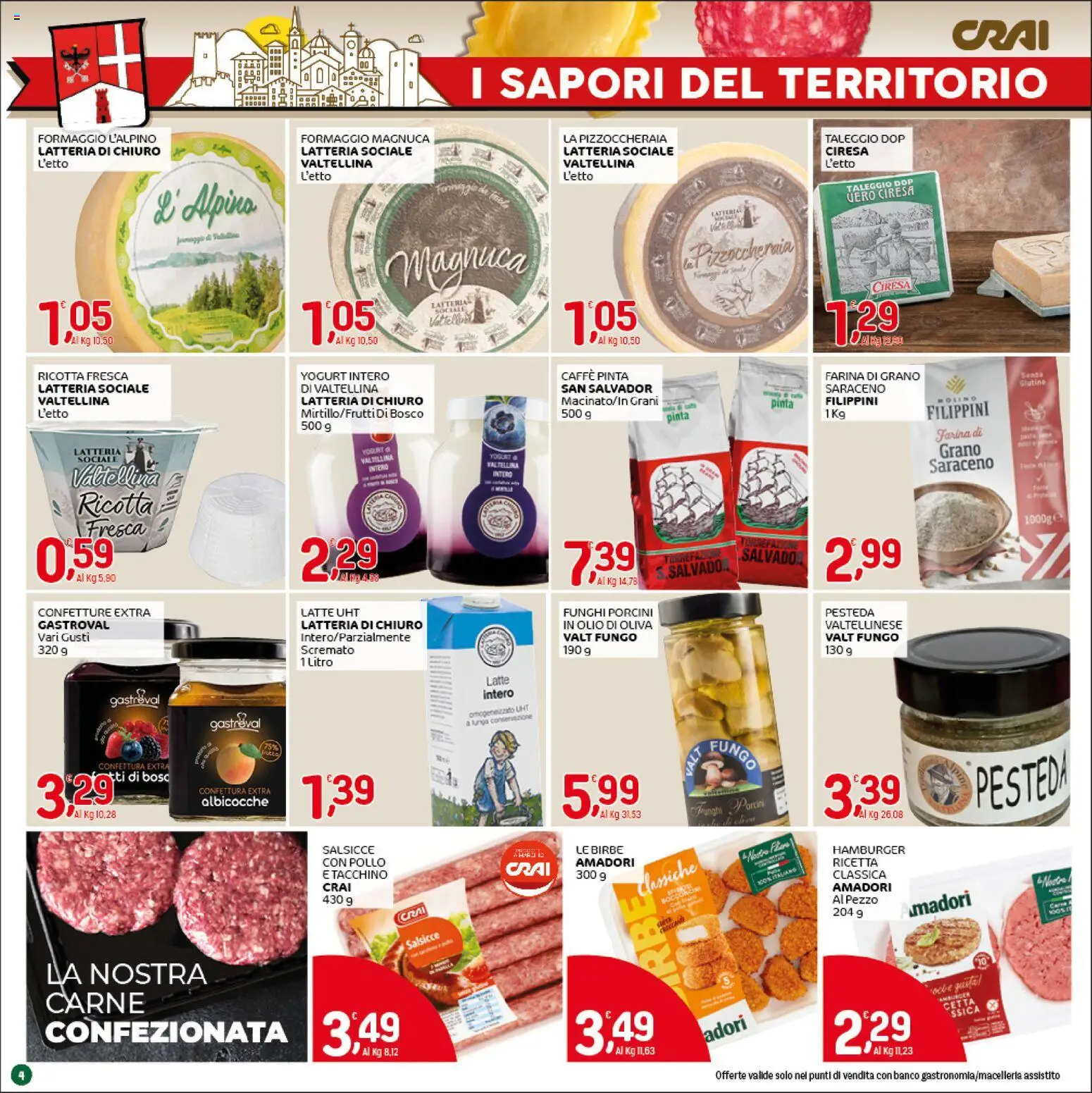 Volantino CRAI del 07.04.2026 | Pagina: 4 | Prodotti: Yogurt, Latte, Farina, Albicocche