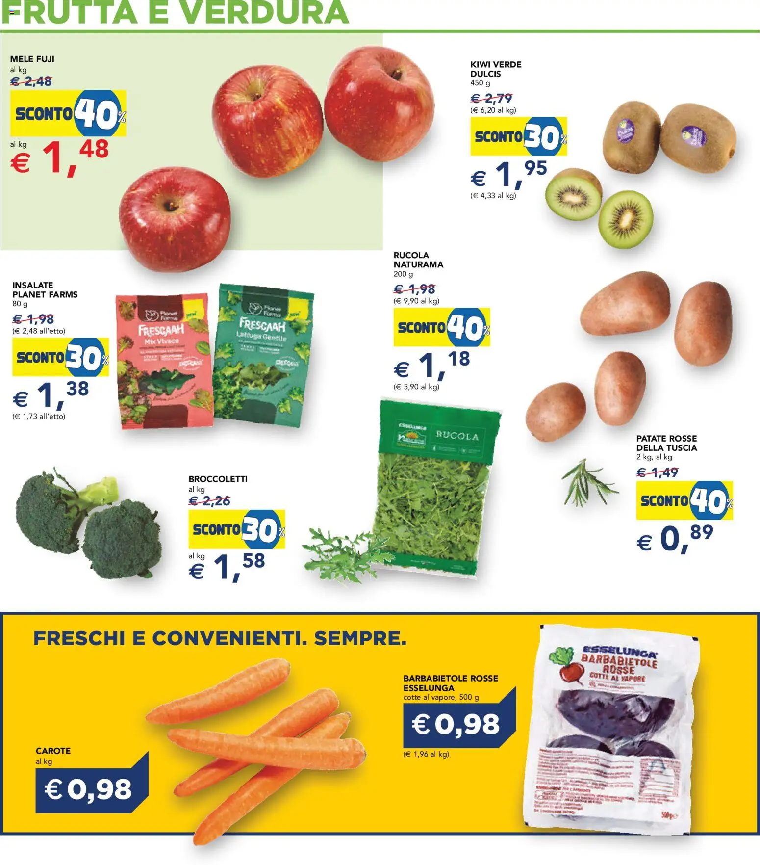 Volantino Esselunga S del 29.01.2026 | Pagina: 13 | Prodotti: Rucola, Kiwi, Patate, Carote
