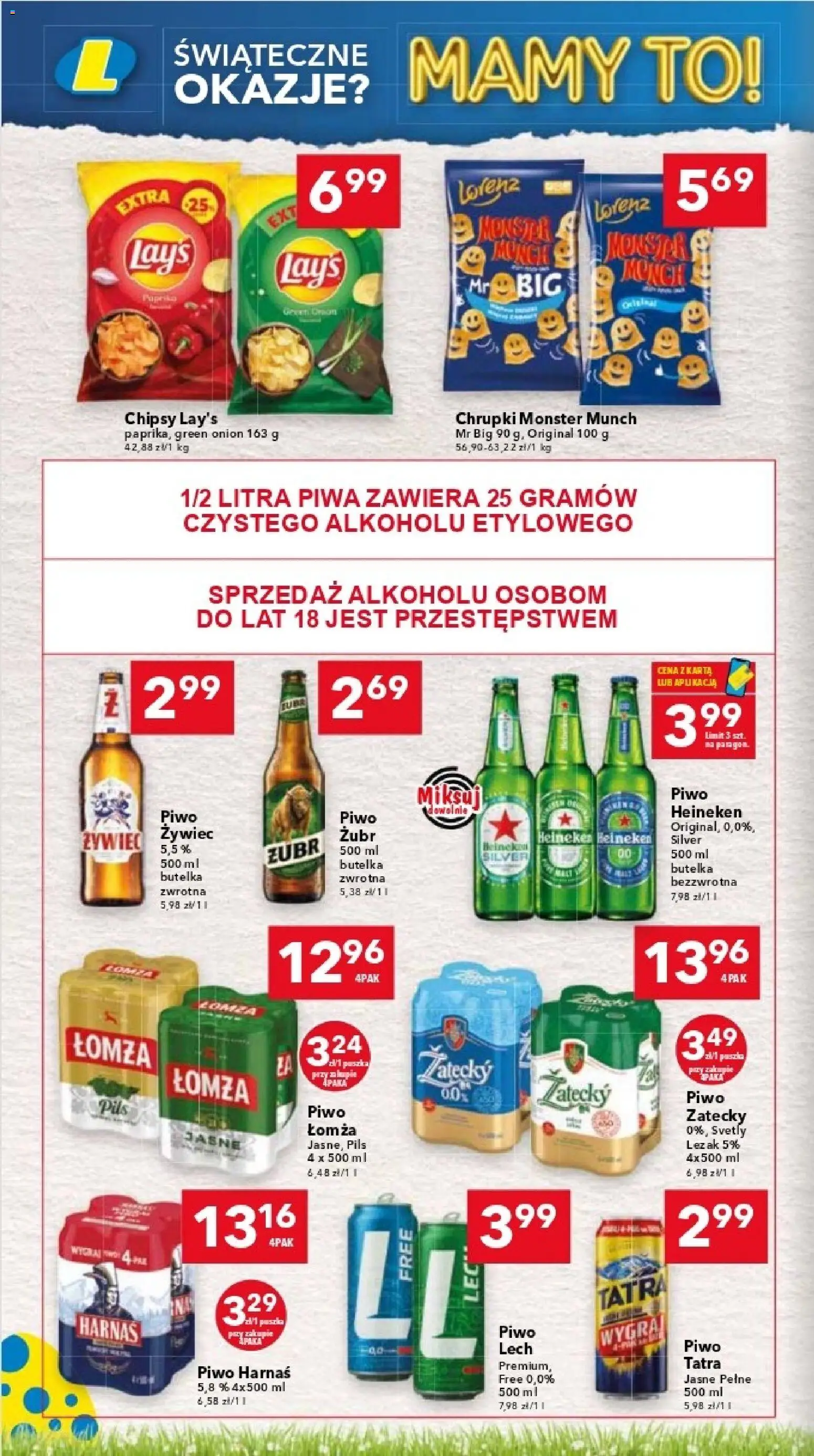 Lewiatan gazetka - Katowice od 26.03.2026 | Strona: 14 | Produkty: Karta, Harnaś, Piwo, Heineken