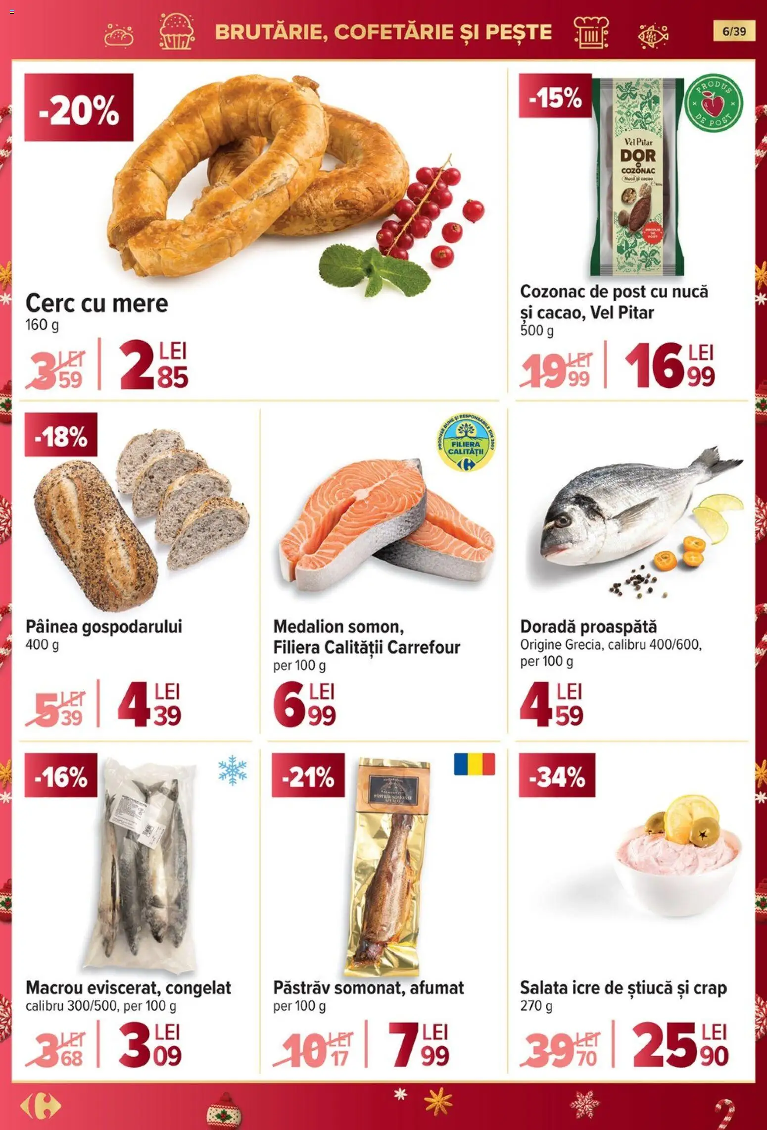 Noul catalog Carrefour – valabil de la 19.11.2025 | Pagină: 6 | Produse: Mere, Pește, Cacao, Salată