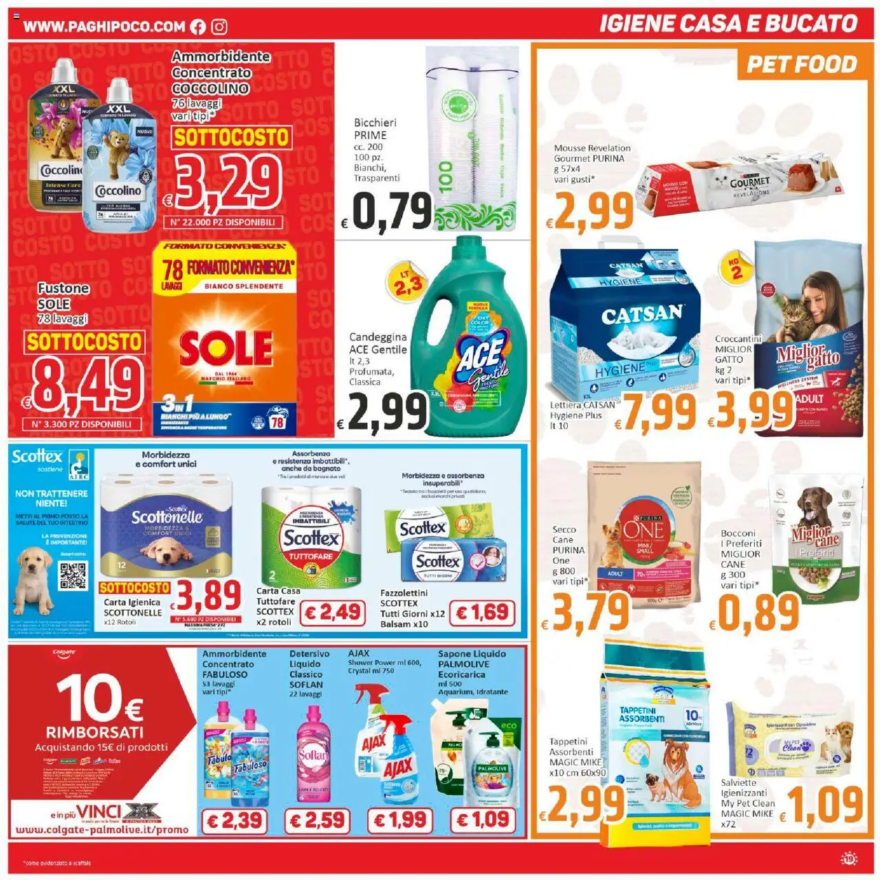 Volantino Paghi Poco del 09.09.2025 | Pagina: 19 | Prodotti: Carta igienica, Sapone, Candeggina, Presa