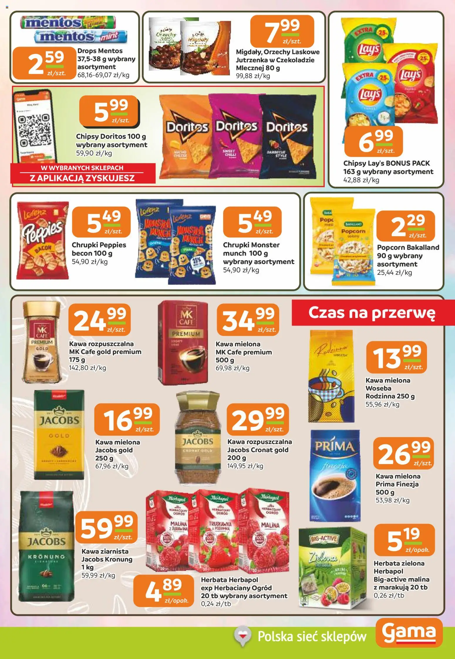 Gama gazetka od 09.04.2026 | Strona: 5 | Produkty: Chipsy, Kawa ziarnista, Orzechy laskowe, Kawa