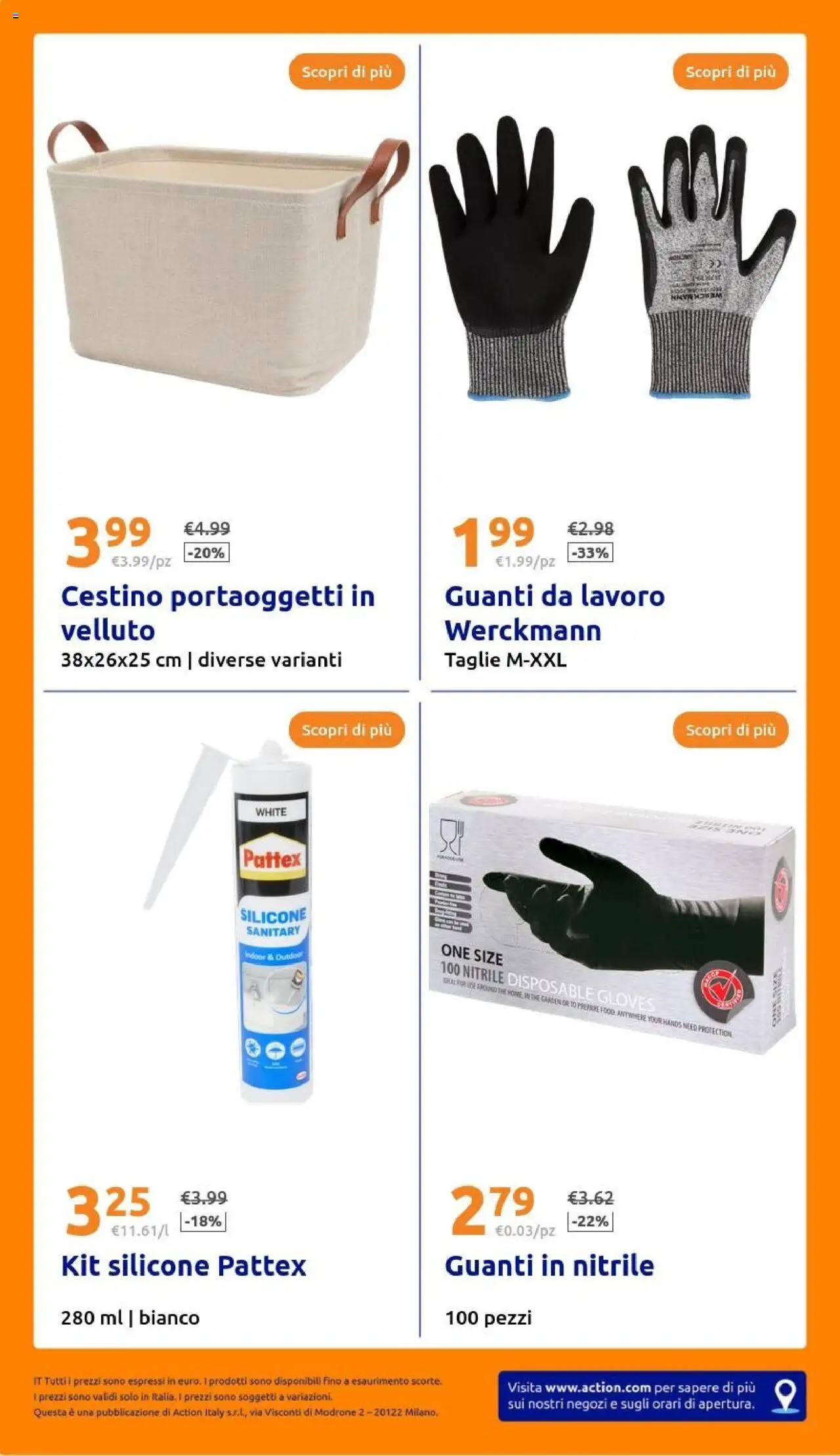 Volantino Action del 20.08.2025 | Pagina: 30 | Prodotti: Guanti, The, Silicone, Cestino