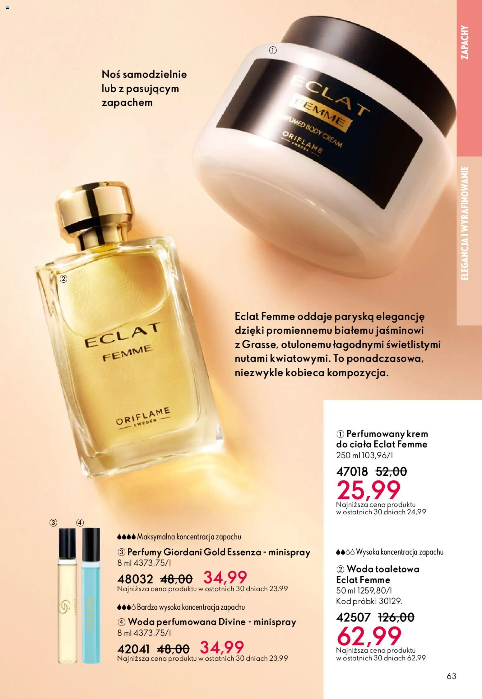 Oriflame Katalog 1 2026 od 24.12.2025 | Strona: 63 | Produkty: Perfumy, Woda toaletowa, Krem, Woda