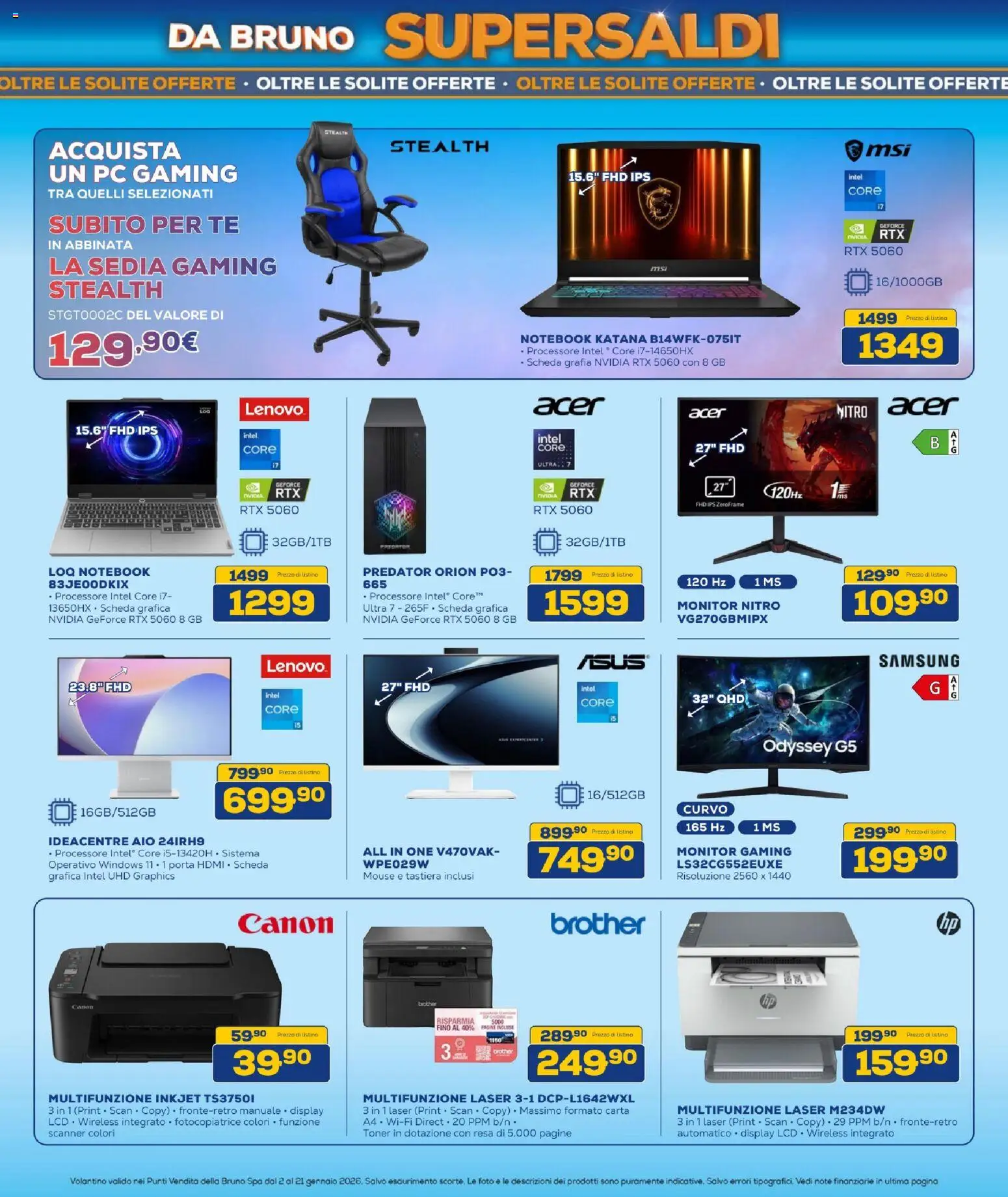 Volantino BRUNO del 02.01.2026 | Pagina: 9 | Prodotti: Notebook, Tè, Mouse, Sedia