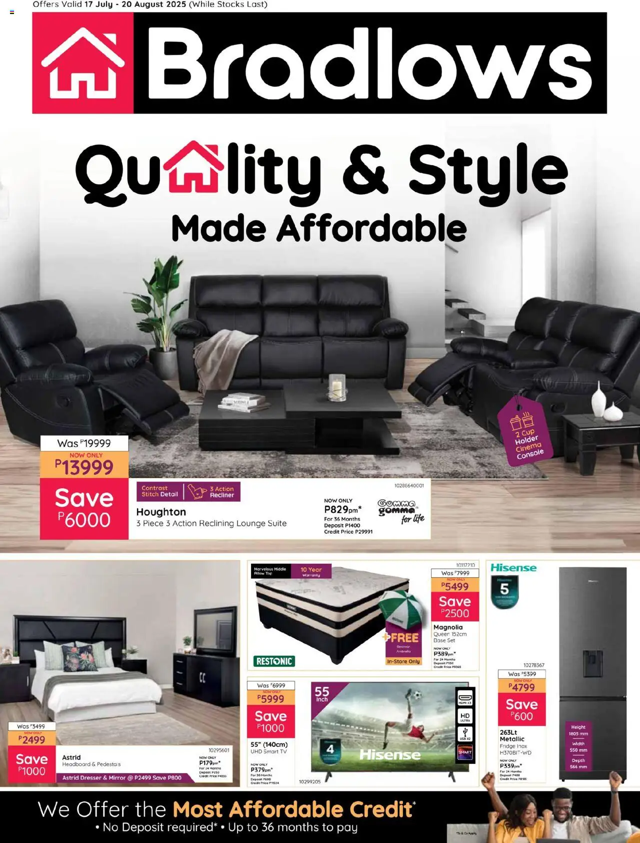 Bradlows Botswana Catalogue │ valid from 17.07.2025 | Page: 1 | Products: TV, Mirror, Fridge, Lounge suite