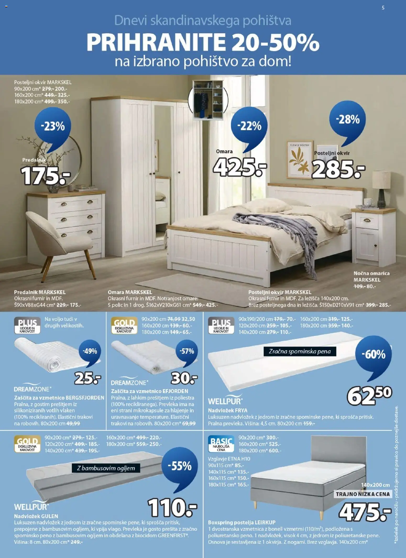 Novi JYSK katalog ponudbe – veljaven od 07.01.2026 | Stran: 5 | Izdelki: Furnir, Predalnik, Posteljni okvir, Omara