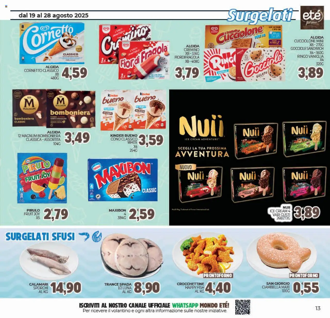 Volantino Eté del 19.08.2025 | Pagina: 13 | Prodotti: Cornetto, Gelato, Calamari