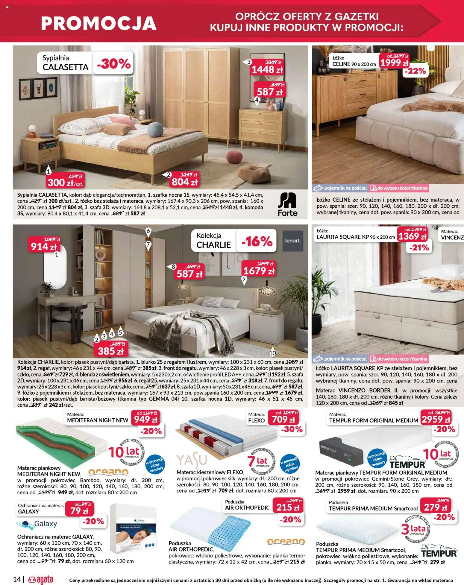 Salony Agata Gazetka - Otwarcie sklepu w Mysiadle od 26.02.2026 | Strona: 14 | Produkty: Pościel, Materac, Komoda, Biurko