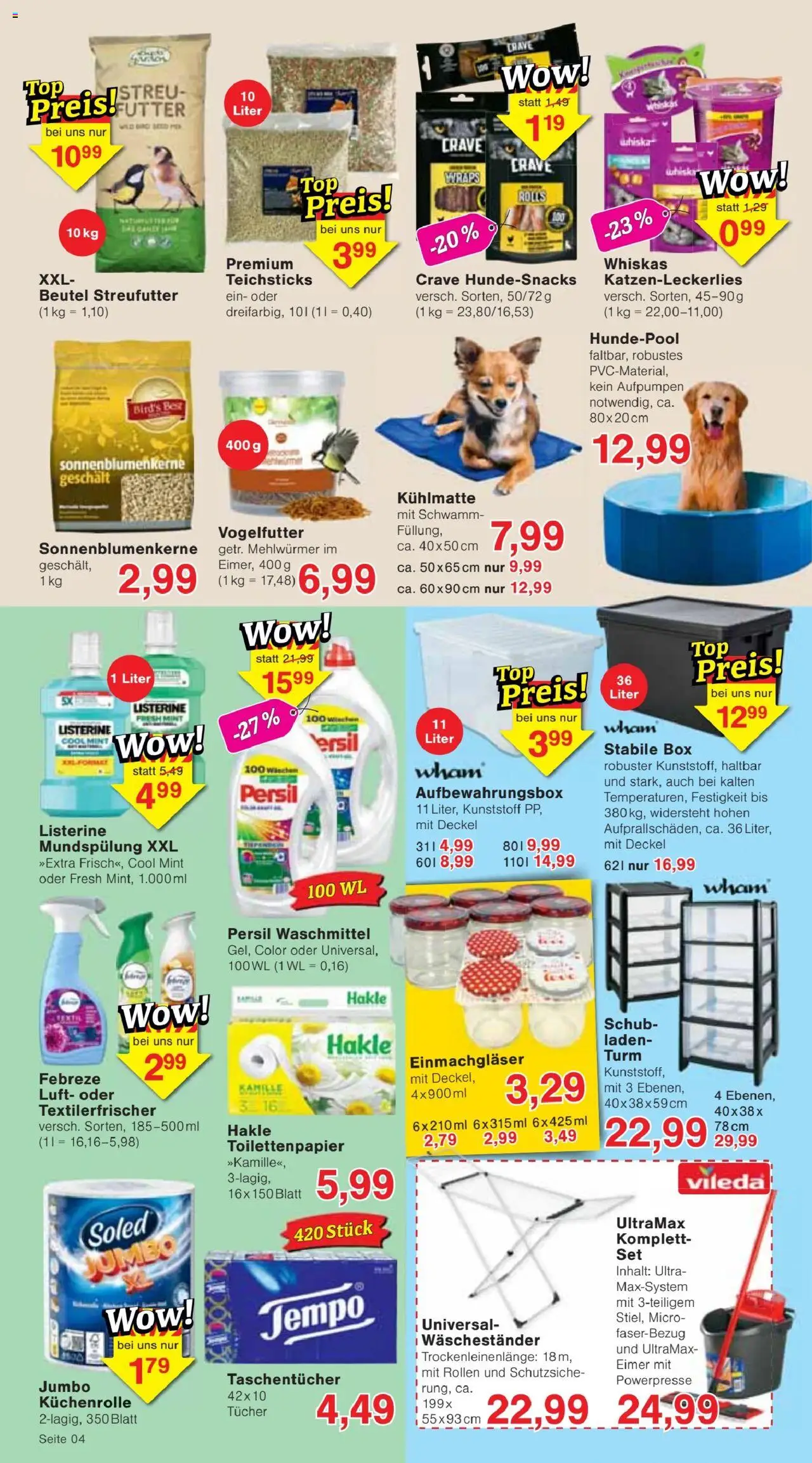 Jawoll Prospekt - gültig ab dem 21.07.2025 | Seite: 4 | Produkte: Waschestander, Whiskas, Listerine, Küchenrolle