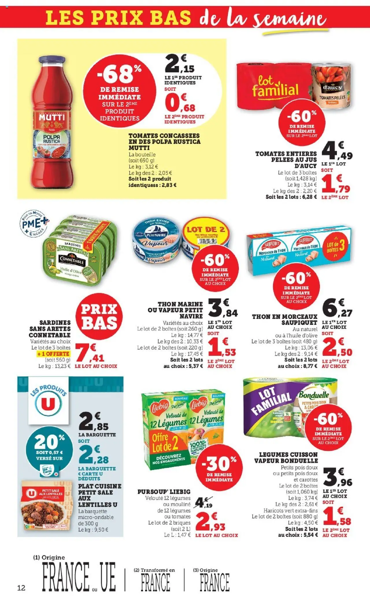 {H1} | Page: 12 | Produits: Carottes, Pois, Jus, Tomates