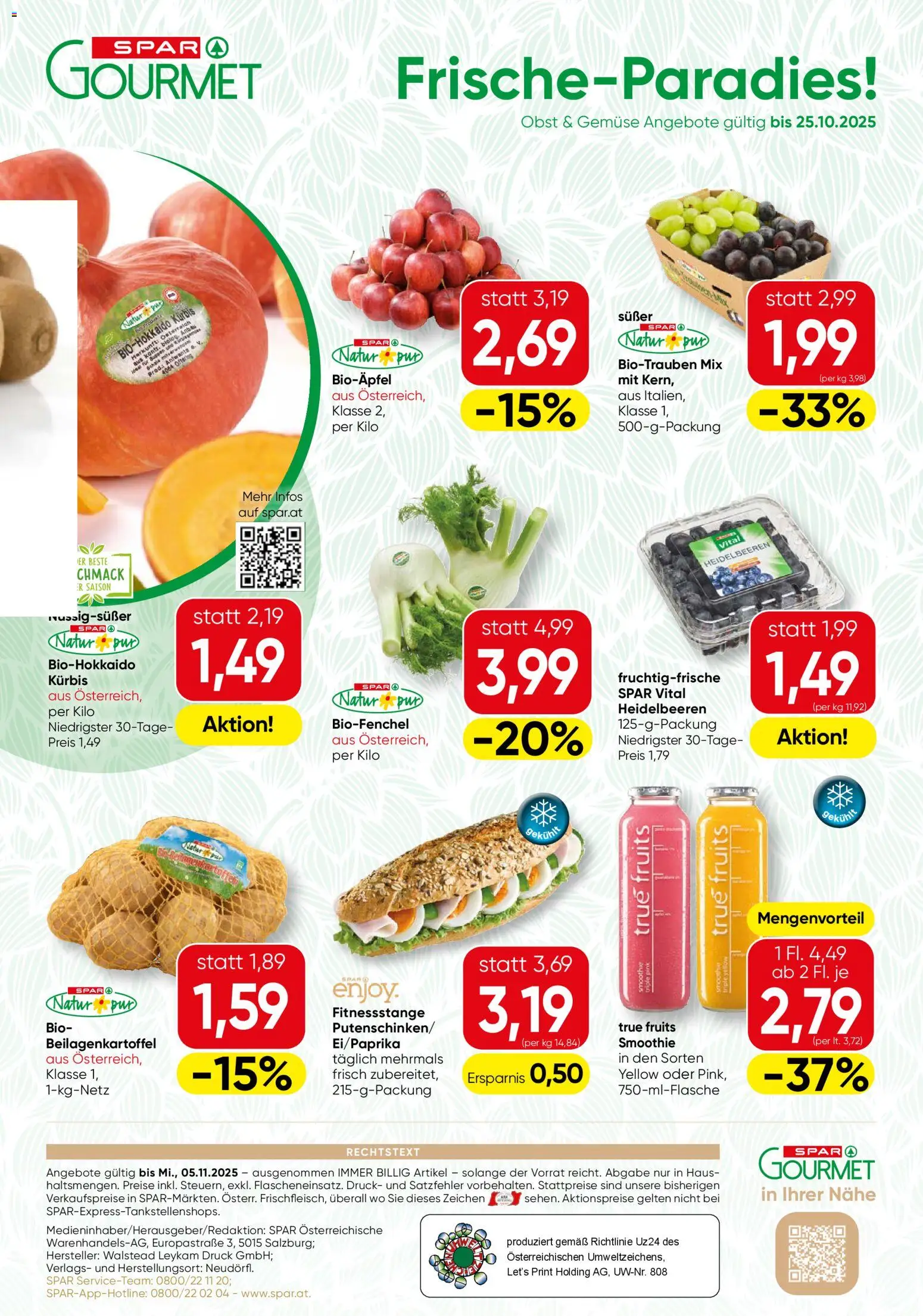 SPAR Gourmet Flugblatt gültig ab 23.10.2025 | Seite: 12 | Produkte: Gemüse, Obst, Kürbis