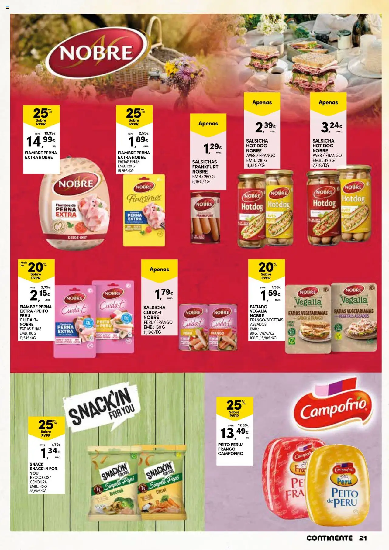 Continente - Verão │ válido de 17.06.2025 | Página: 21 | Produtos: Frango, Peru, Salsicha, Cenoura