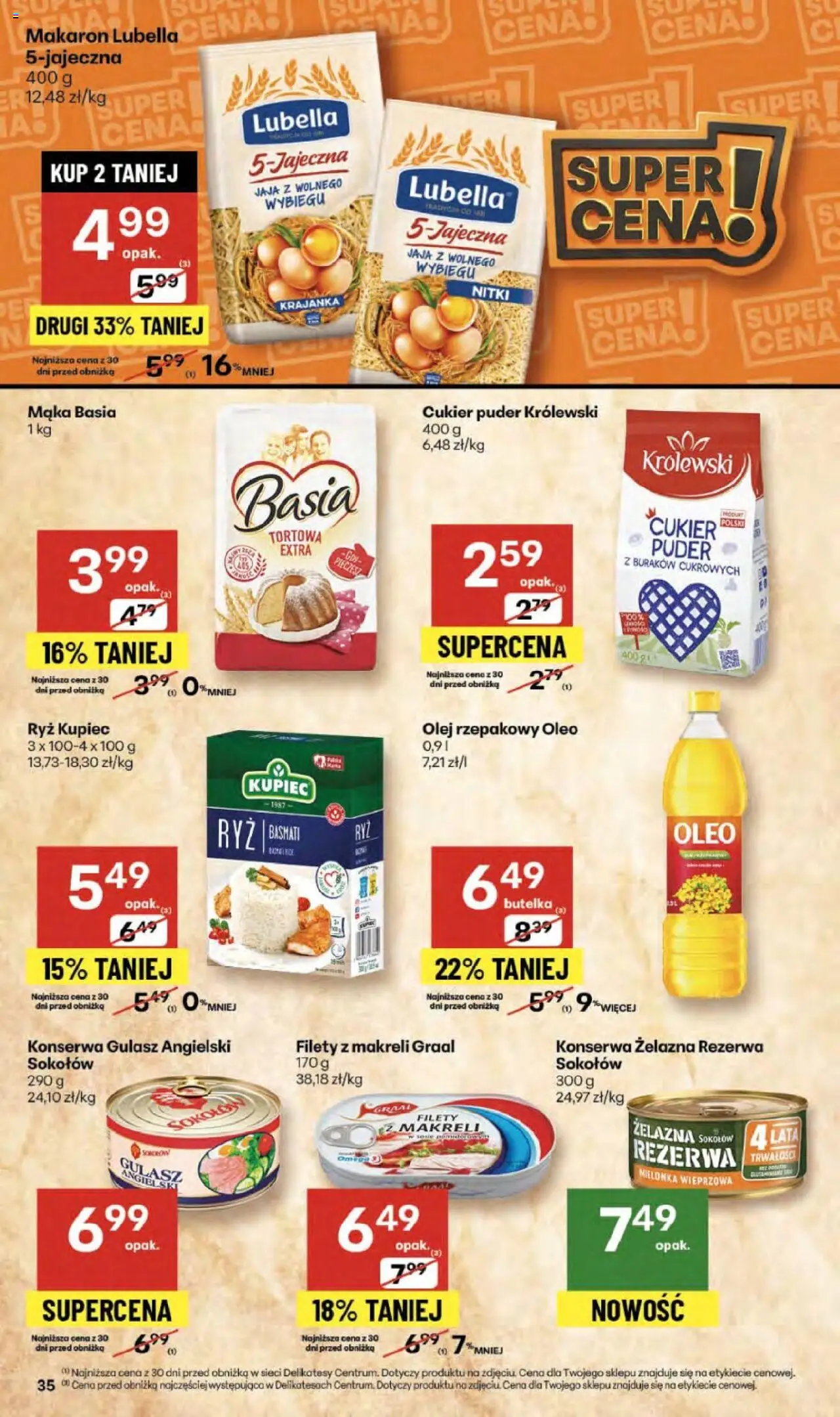 Delikatesy Centrum Gazetka - Sklepy Własne od 16.10.2025 | Strona: 35 | Produkty: Mąka basia, Gulasz angielski, Makaron, Jaja