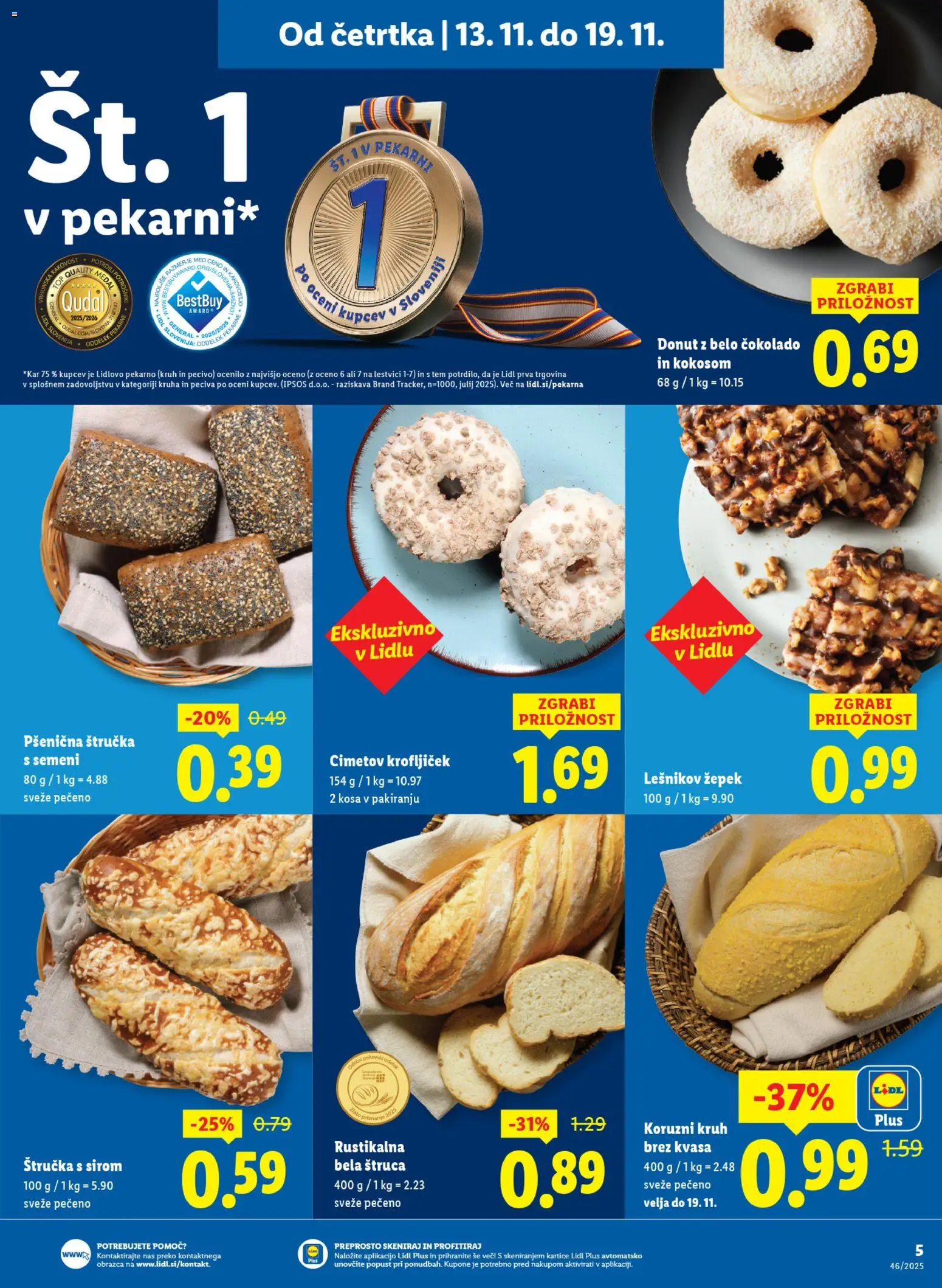 Novi Lidl katalog ponudbe – veljaven od 13.11.2025 | Stran: 5 | Izdelki: Štručka, Kruh