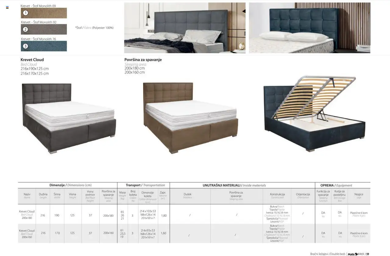Matis katalog - važi od 01.01.2025 | Strana: 61 | Proizvode: Krevet, Dušek, Kutija